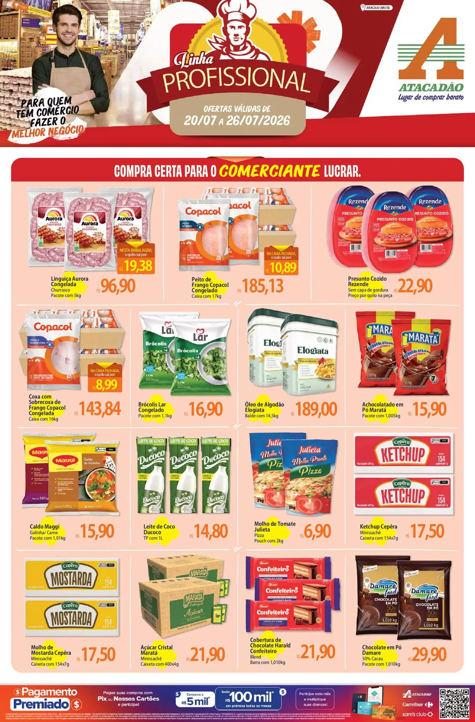 Pré-Visualização do folheto "Atacadão ofertas - SE" da loja Atacadão válido a partir de 20/07/2026 - Pizza, Coco, Leite, Carne, Ketchup, Molho de tomate, Mostarda, Balde