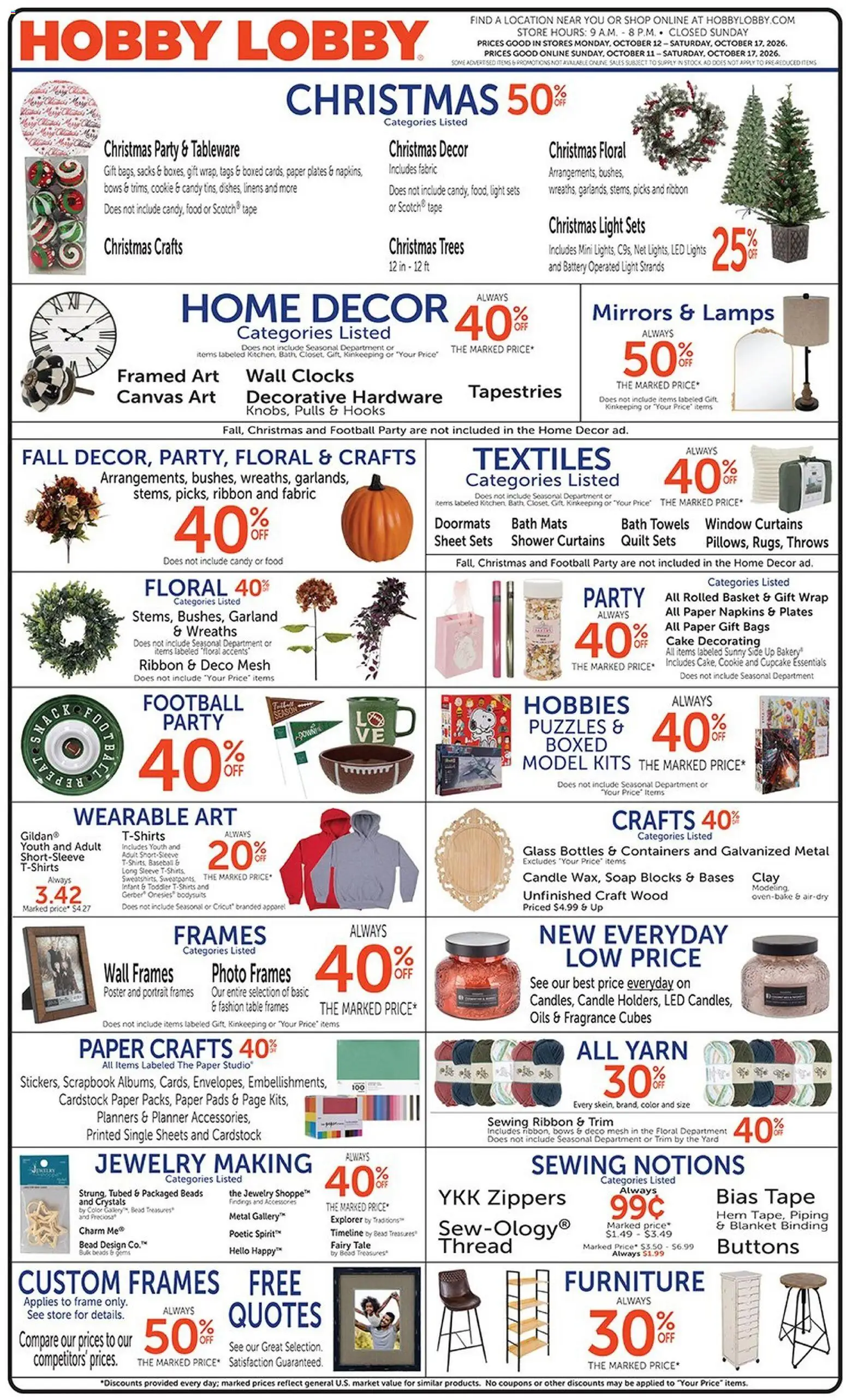 Ad Preview of Hobby Lobby Hobby Lobby Weekly Ad from 10/11/2026