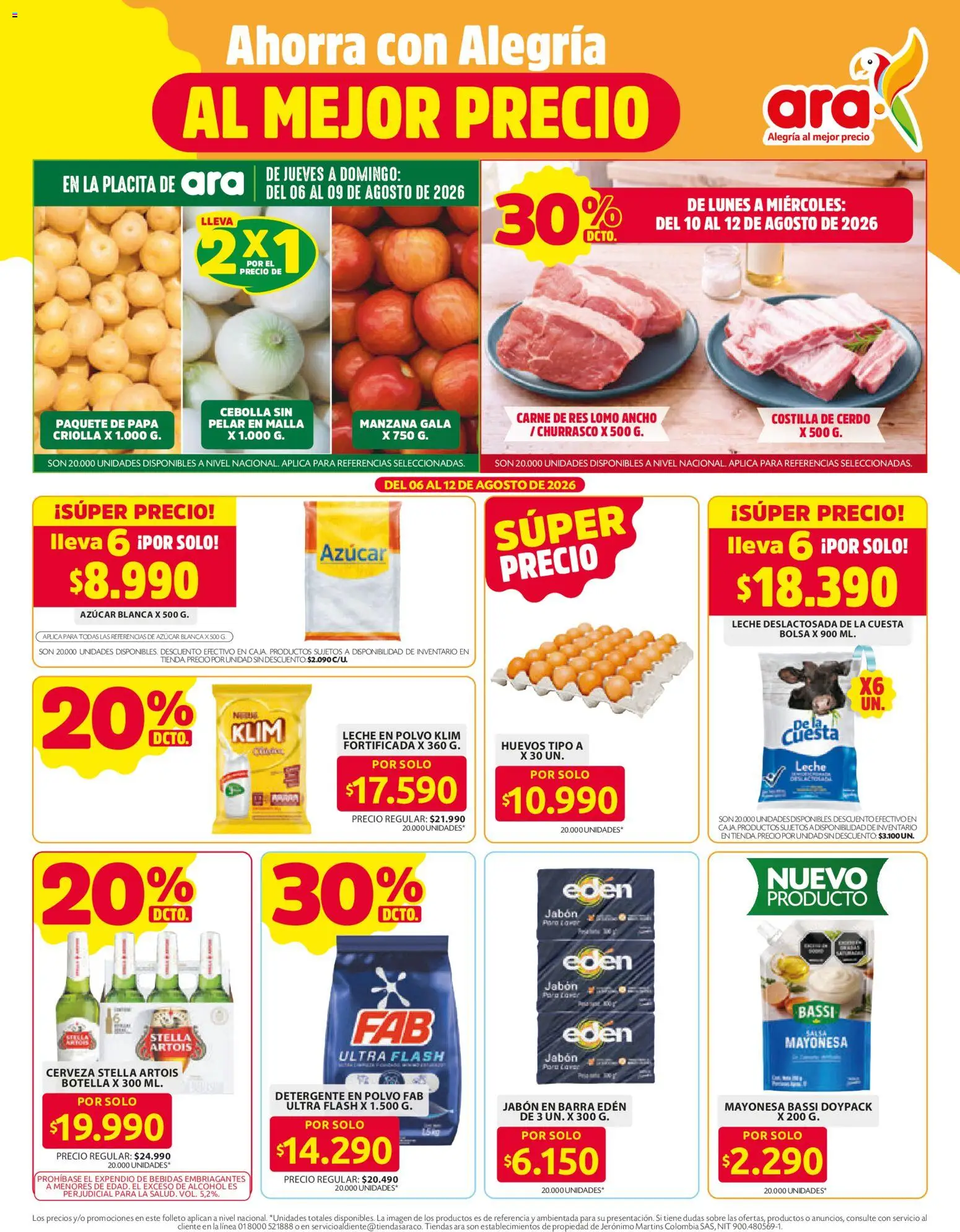  Vista previa del prospecto Ara catálogo del almacen Ara válida del 06/08/2026 al 12/08/2026 - Manzana, Carne, Leche, Bebidas, Carne de res, Detergente, Polvo, Detergente en polvo
