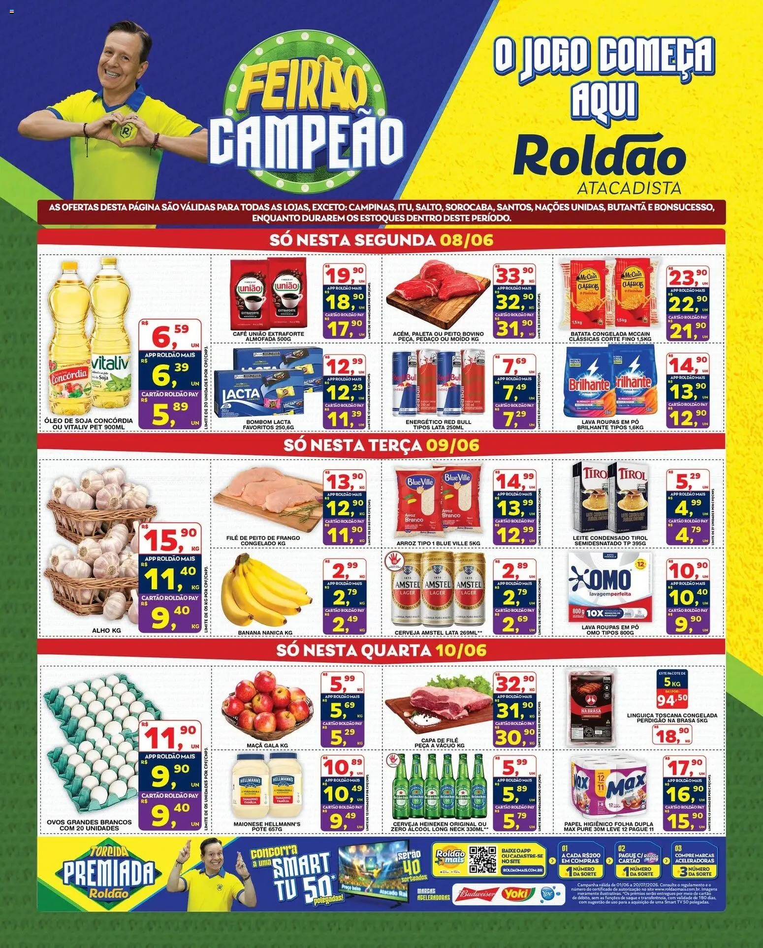 Pré-Visualização do folheto "Roldão - Ofertas da semana" da loja Roldão válido a partir de 08/06/2026 - Café, Saquê, smart TV, Ovos, Álcool, Leite, Batata, Peito de frango