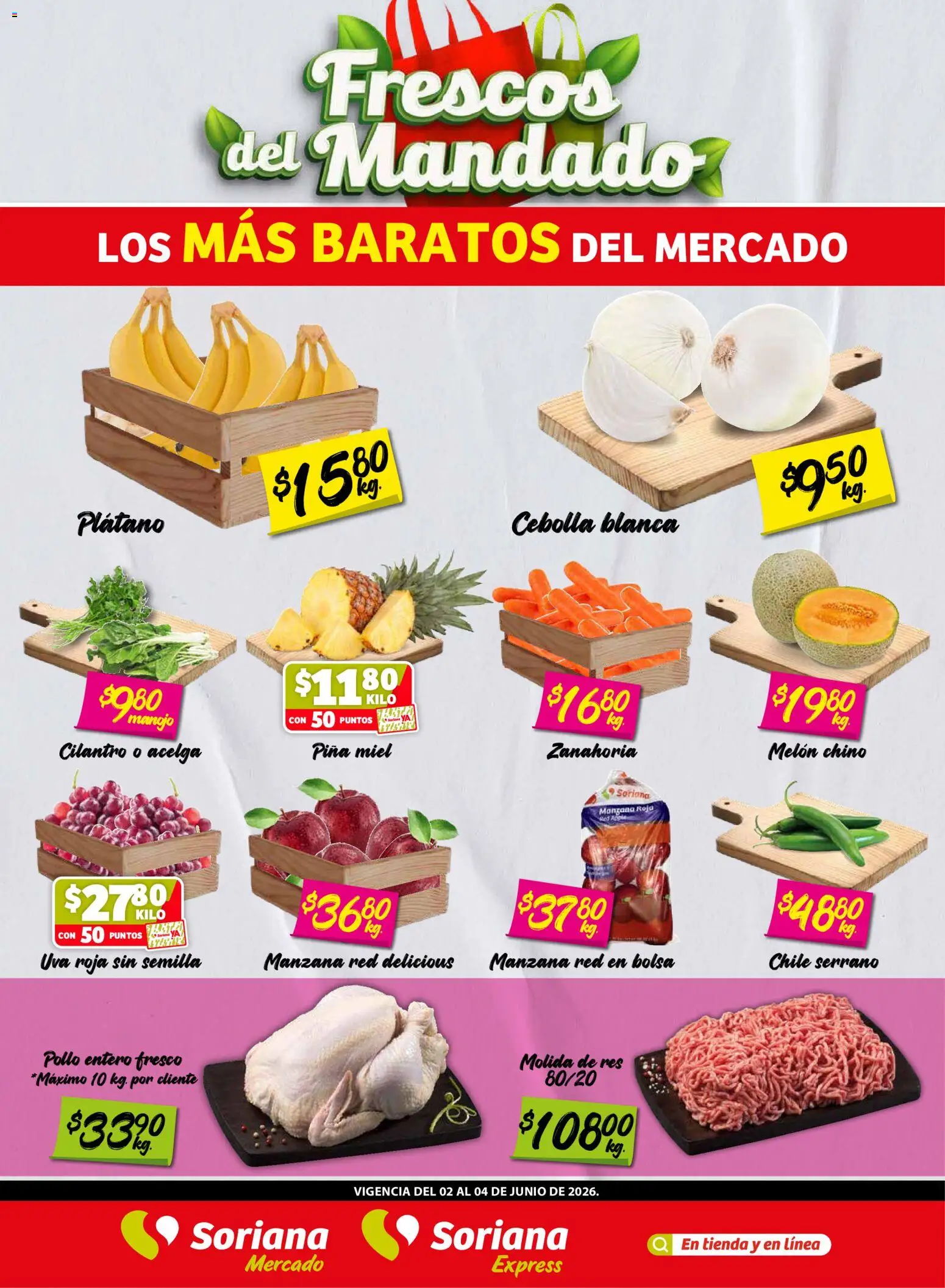Vista previa las ofertas de la tienda Soriana - Soriana Frescos del Mandado Mercado: Ver, Tab, Chis, Camp, Yuc y Q. Roo desde el 02/06/2026 