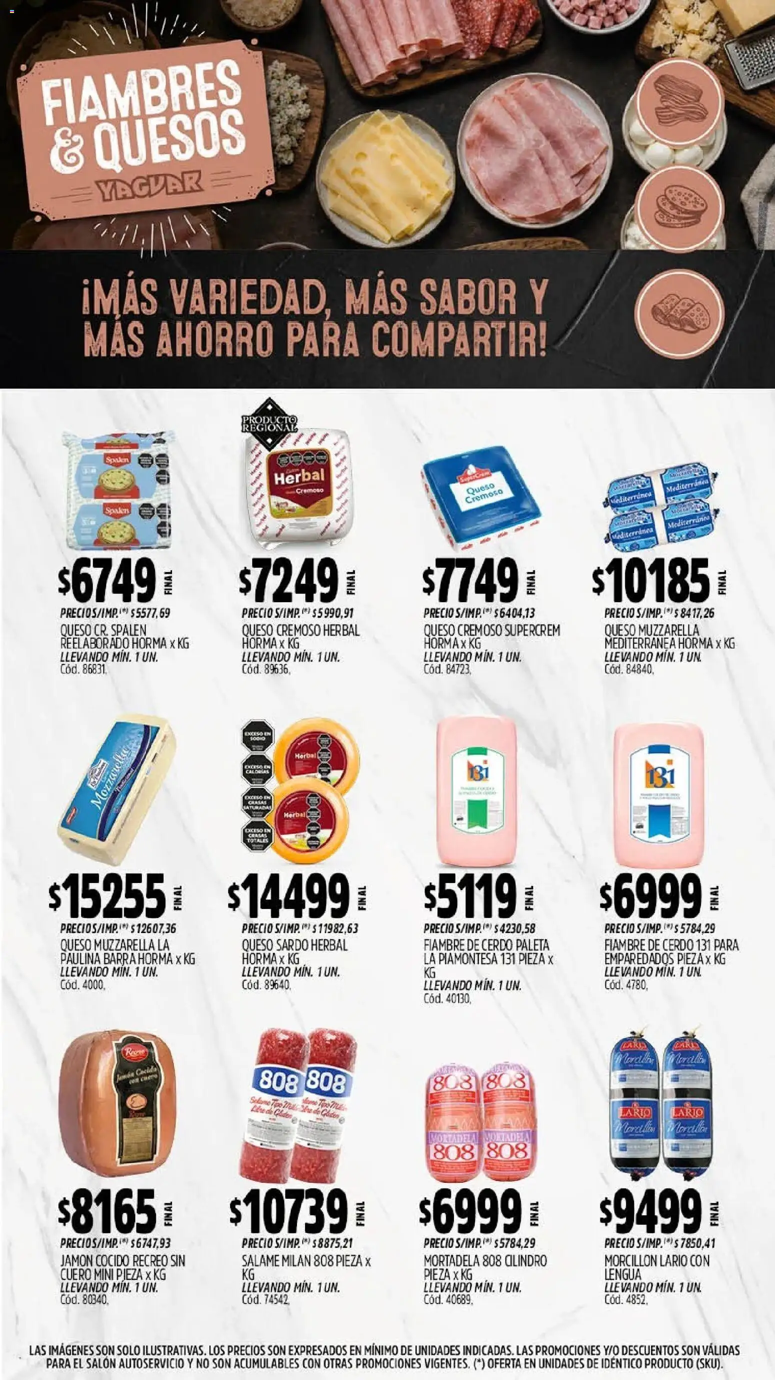 Vista previa del folleto de la tienda Yaguar válido desde el 28/09/2026 - Queso, Cerdo, Mortadela, Salame, Muzzarella, Jamón cocido, Paleta, Jamón