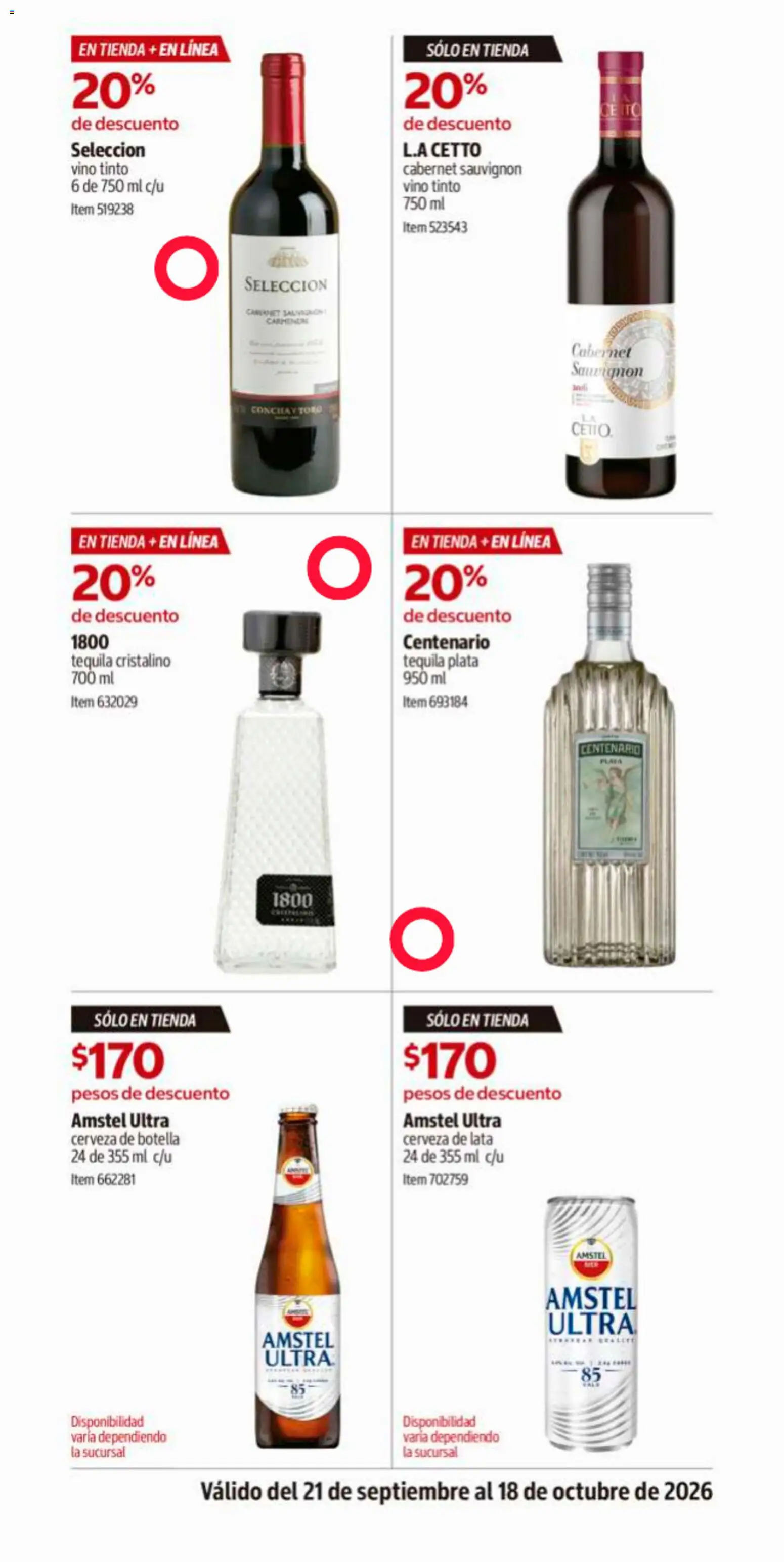 Vista previa las ofertas de la tienda Costco - Costco catálogo desde el 21/09/2026 - Tequila, Cerveza, Vino tinto, Vino, Botella