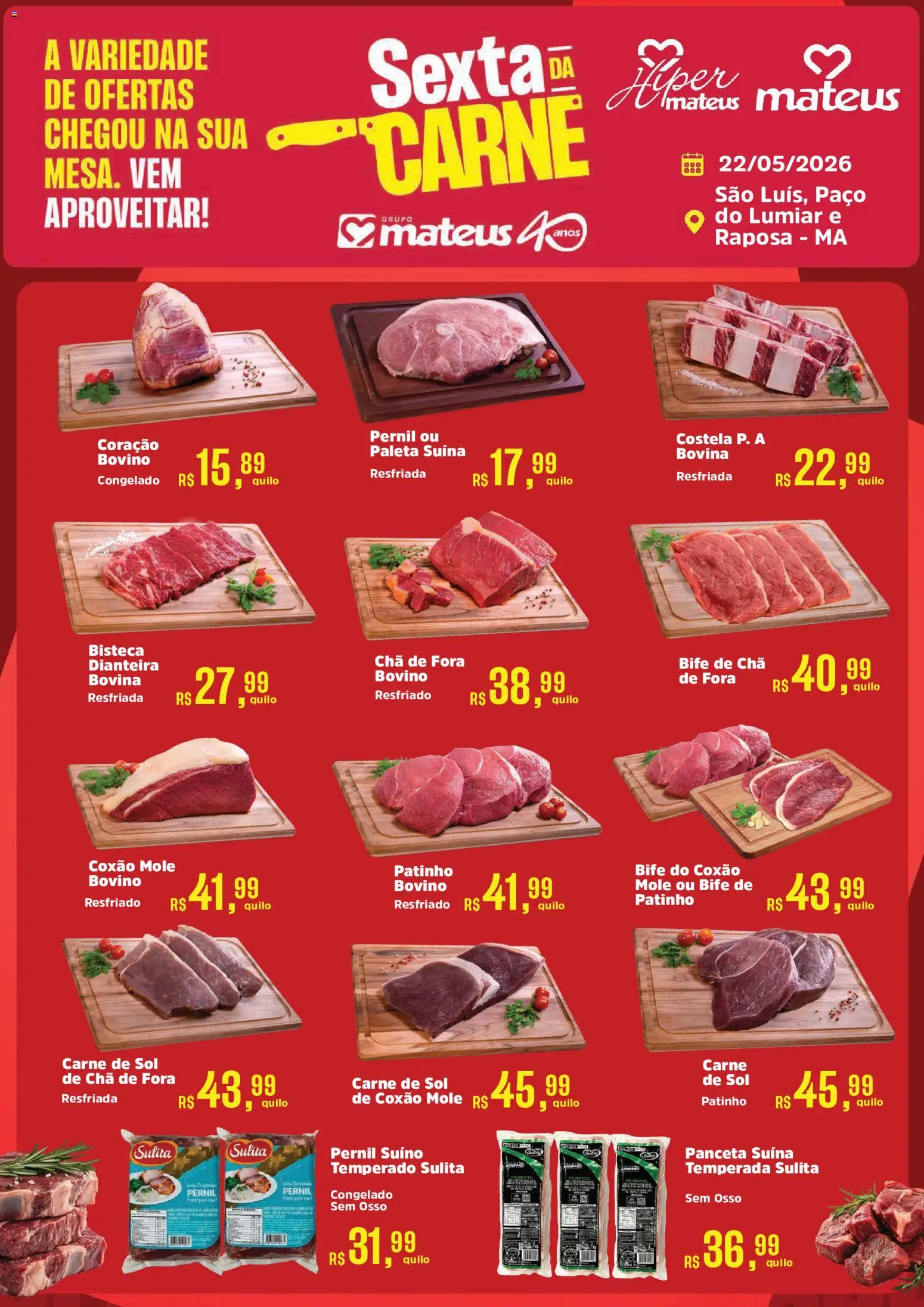 Pré-Visualização do folheto "Mateus ofertas Sexta da Carne" da loja Mateus válido a partir de 22/05/2026