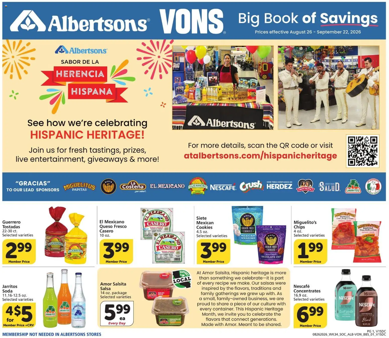 Ad Preview of Vons Vons Big Book of Savings from 08/26/2026 - Cookies, Chocolate, Chips, Potato chips, Chocolate Chip