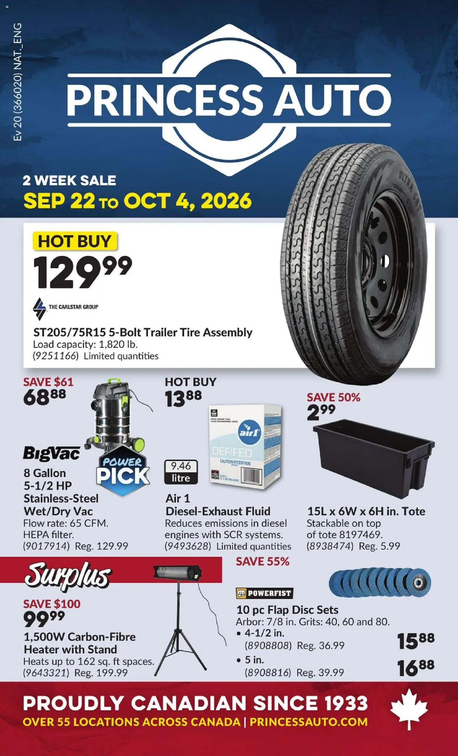 Preview of leaflet Princess Auto flyer - 2 Week Sale! from shop Princess Auto is valid from Sep 22, 2026