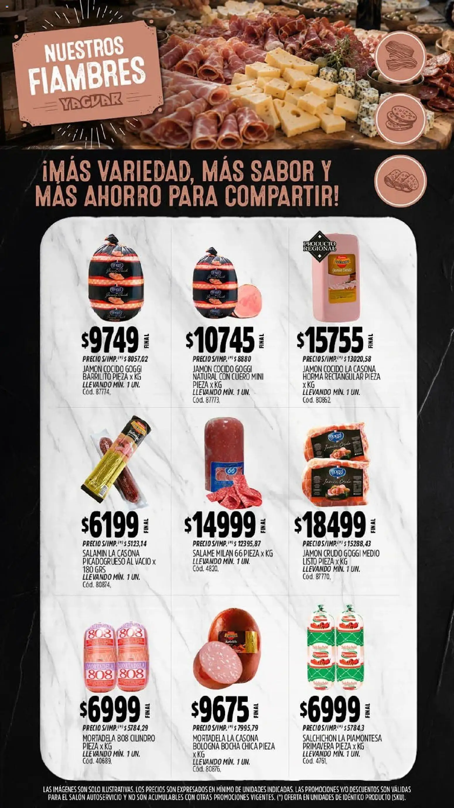 Vista previa del folleto de la tienda Yaguar válido desde el 28/09/2026 - Jamón crudo, Mortadela, Salame, Jamón cocido, Jamón