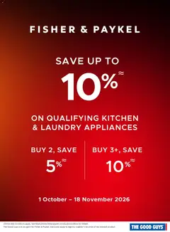 Preview of catalogue The Good Guys Fisher & Paykel from shop The Good Guys valid 01/10/2026