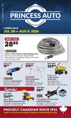 Preview of leaflet Princess Auto flyer - 2 Week Sale! from shop Princess Auto is valid from Jul 28, 2026