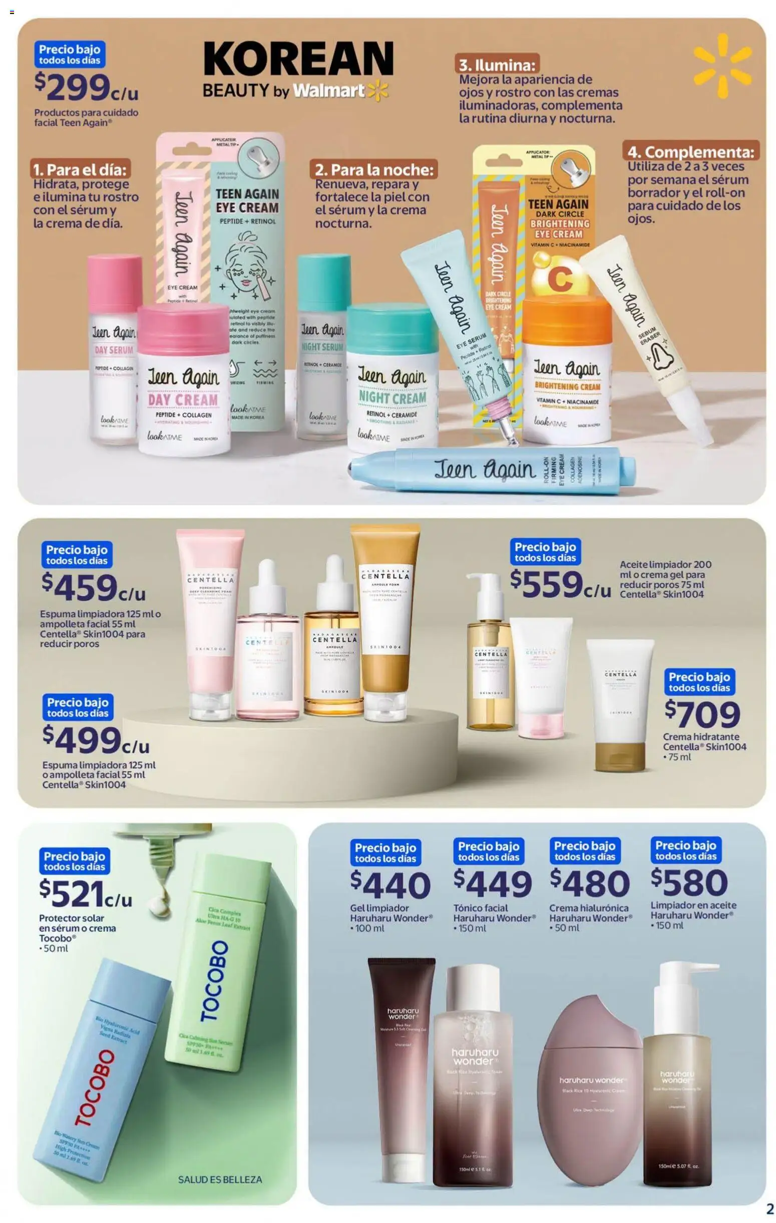 Vista previa las ofertas de la tienda Walmart - Walmart folleto Tu rutina K-Beauty a precios bajos. desde el 18/09/2026 - Protector solar, Crema, Aceite, Serum, Espuma, Limpiador