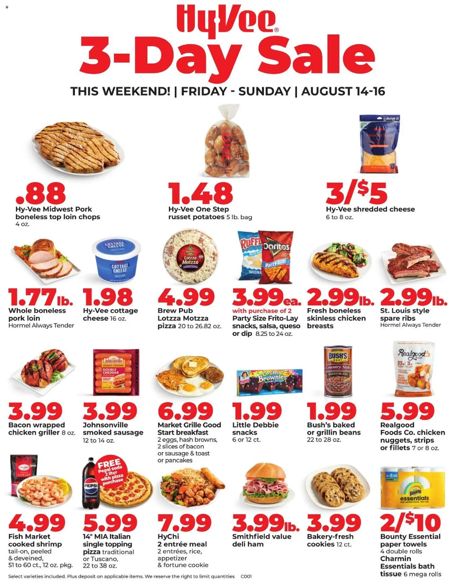 Ad Preview of HyVee HyVee Special Sales from 08/14/2026 - Pizza, Cookies, Cheese, Shrimp, Pepsi, Bacon, Ham, Bath