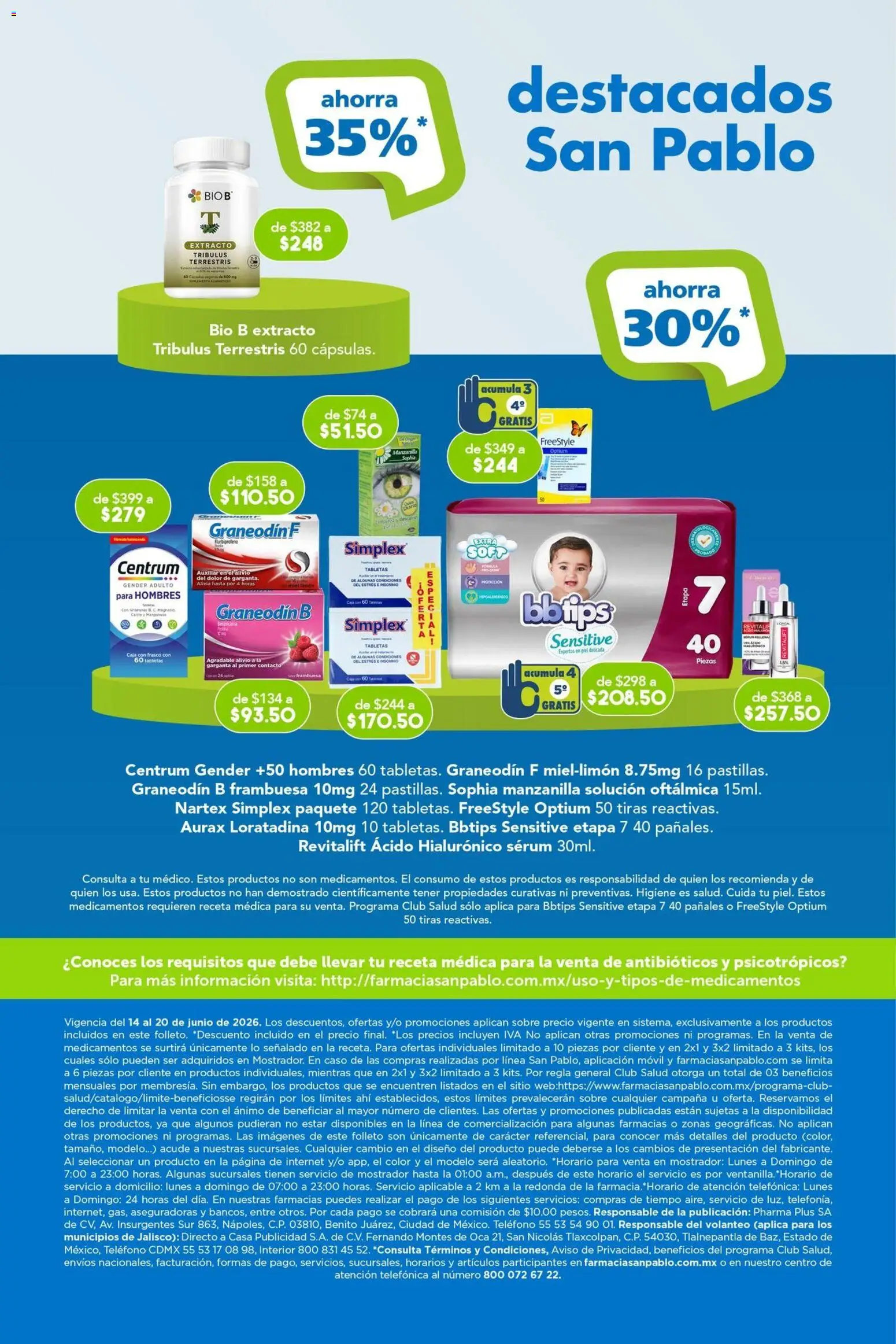 Vista previa las ofertas de la tienda Farmacia San Pablo - Farmacia San Pablo catálogo desde el 14/06/2026 - Teléfono, Serum, Pañales, Sobre, Movil, Campana