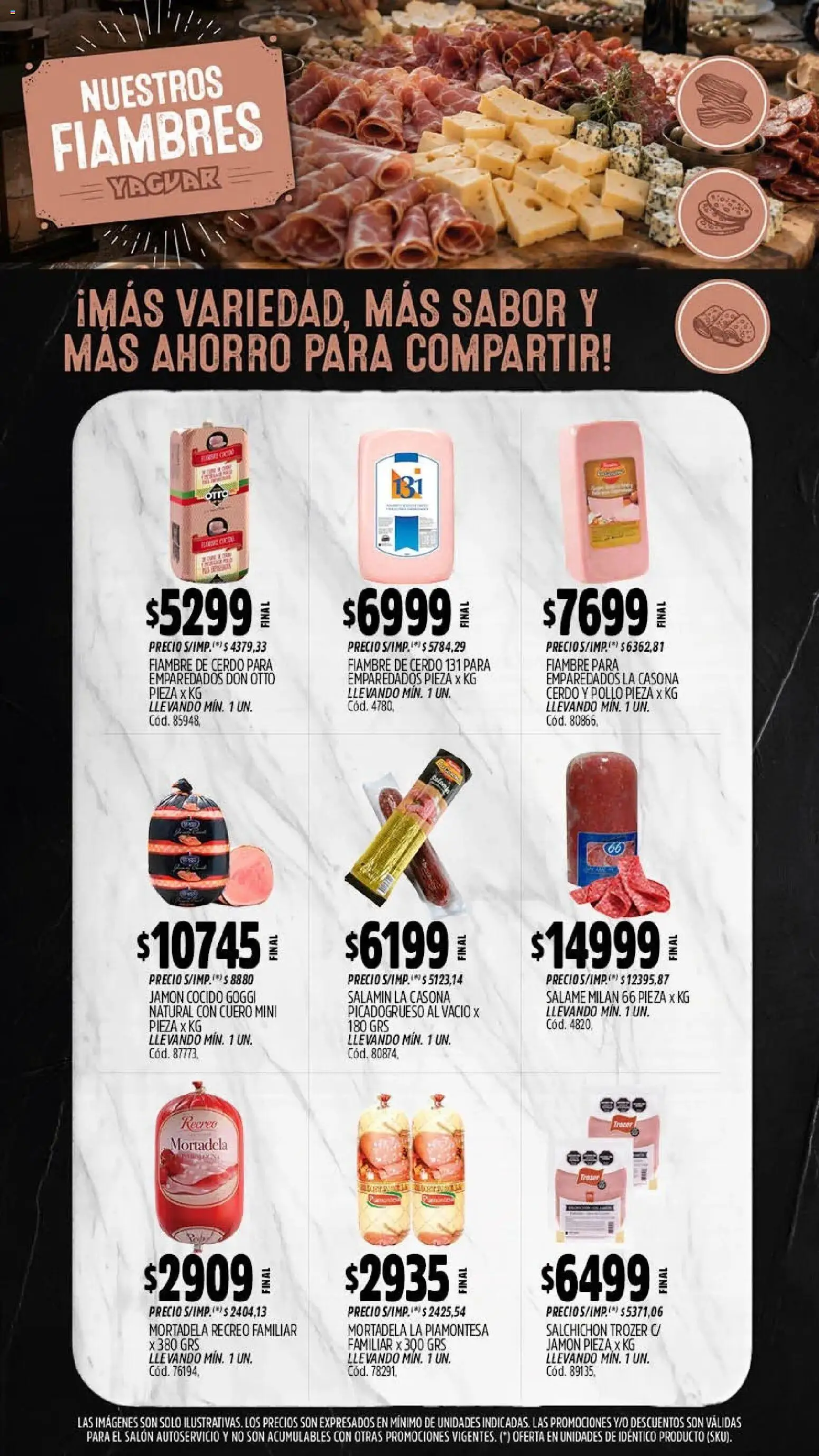 Vista previa del folleto de la tienda Yaguar válido desde el 28/09/2026 - Pollo, Cerdo, Mortadela, Salame, Jamón cocido, Jamón