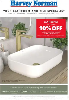 Preview of catalogue Harvey Norman August Bathroom from shop Harvey Norman valid 13/08/2026