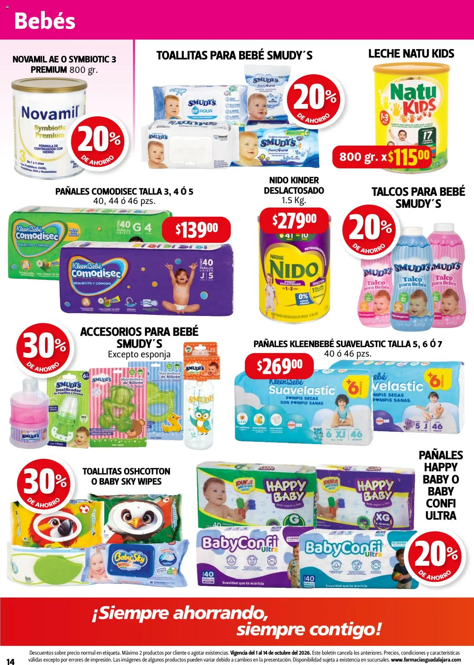 Vista previa las ofertas de la tienda Farmacia Guadalajara - Farmacia Guadalajara catálogo desde el 01/10/2026 - Agua, Té, Leche, Esponja, Pañales, Sobre