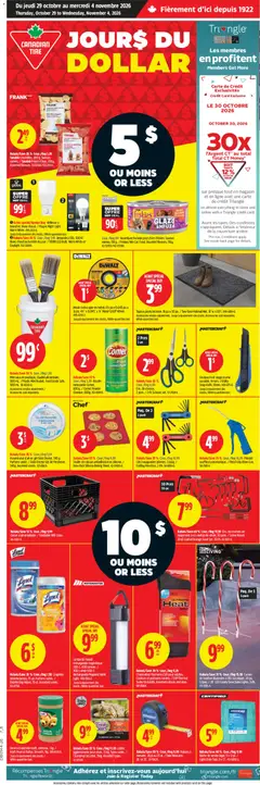 Un aperçu du dépliant Canadian Tire circulaire - Jours du dollar du magasin Canadian Tire est valide à partir 29 oct. 2026
