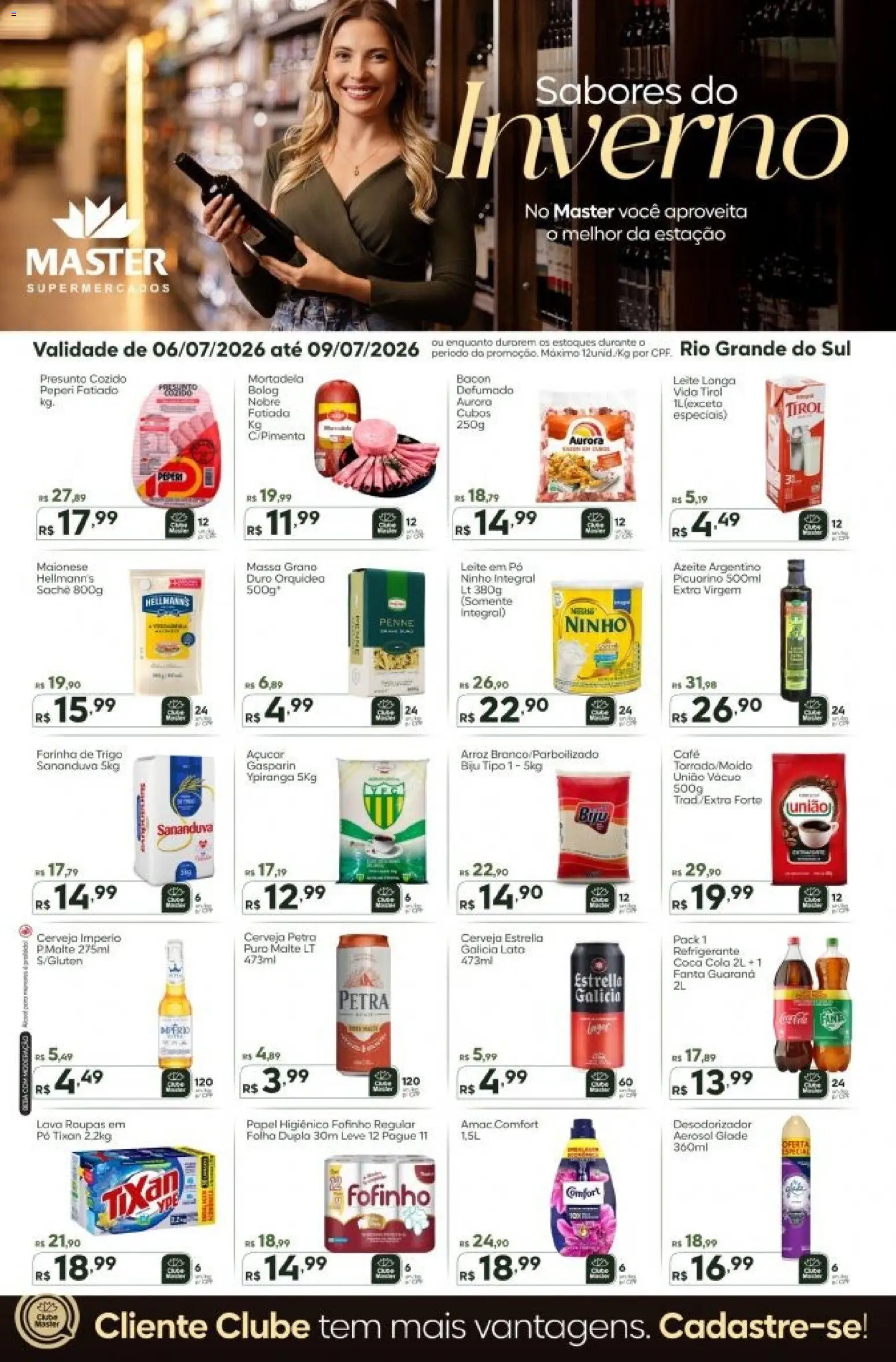 Pré-Visualização do folheto "Master - Ofertas da semana" da loja Master válido a partir de 06/07/2026 - Cerveja, Leite, Azeite, Bacon, Mortadela, Pó, Guaraná, Fanta