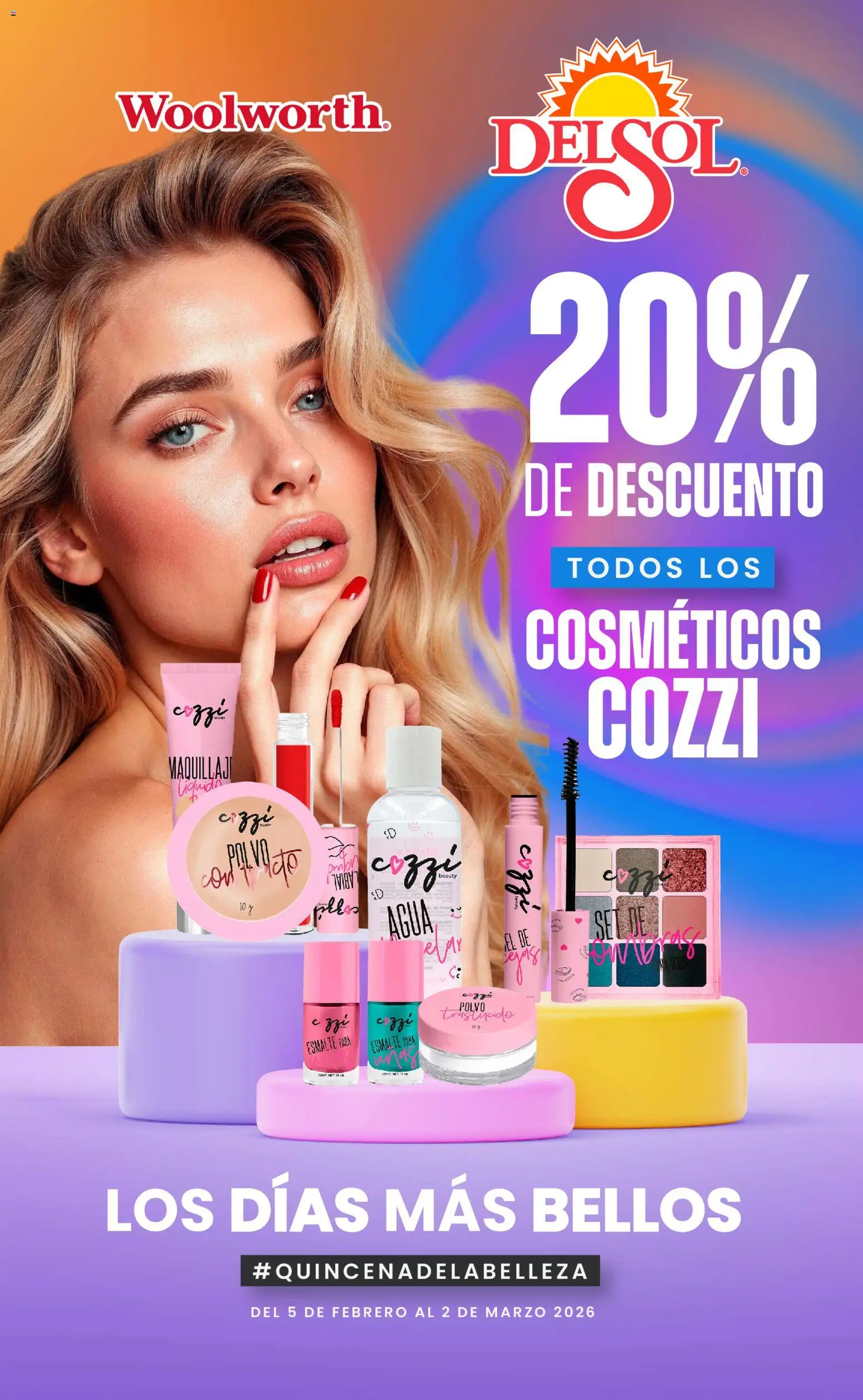 Vista previa las ofertas de la tienda Del Sol y Woolworth - Catálogo desde el 05/02/2026 - Agua, Maquillaje, Polvo