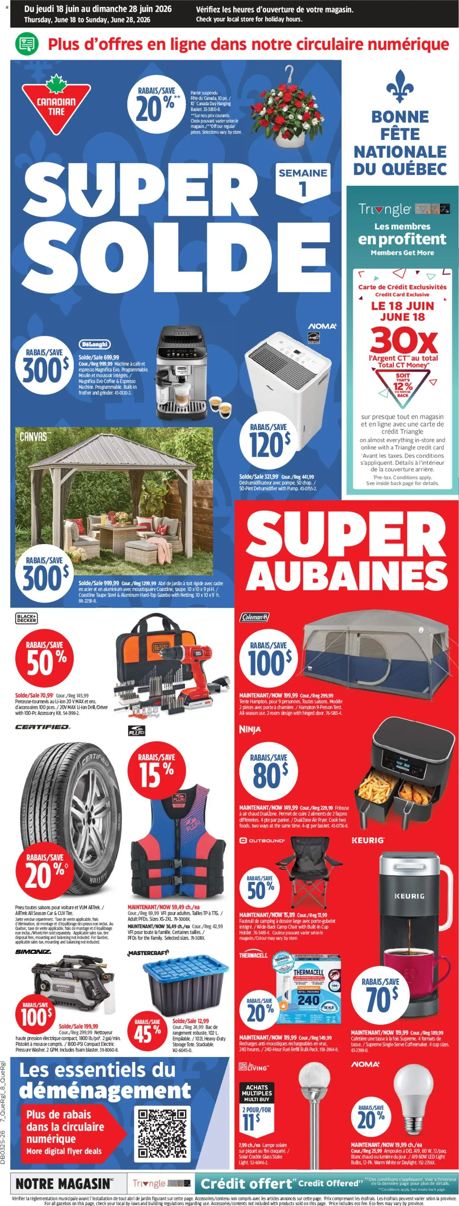 Preview of leaflet Canadian Tire circulaire - Super Solde from shop Canadian Tire is valid from Jun 18, 2026
