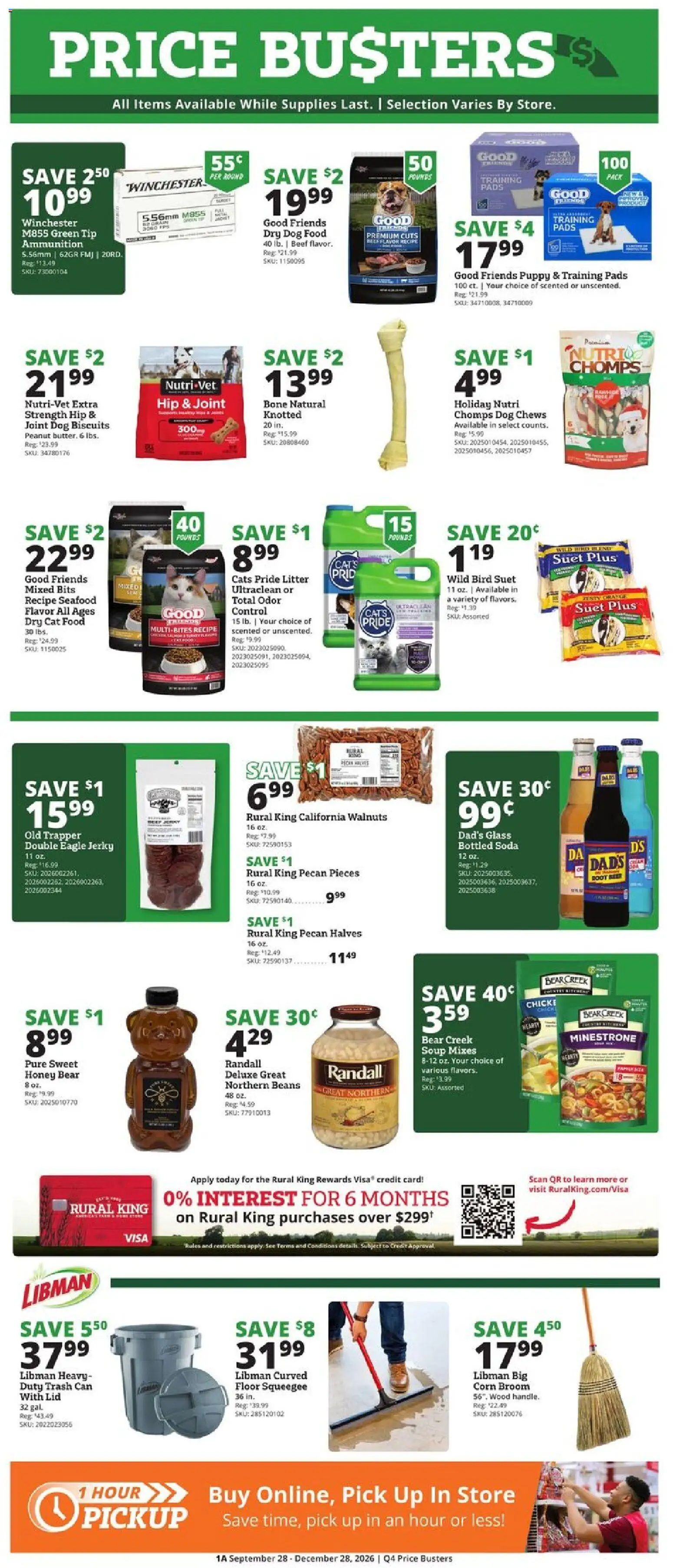 Ad Preview of Rural King Rural King Ad from 09/28/2026 - Seafood, Honey, Dog Food, Corn, Walnuts, Beans, Beef, Jerky
