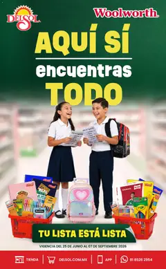 Vista previa las ofertas de la tienda Del Sol y Woolworth - Del Sol y Woolworth catálogo Back To School desde el 25/06/2026 