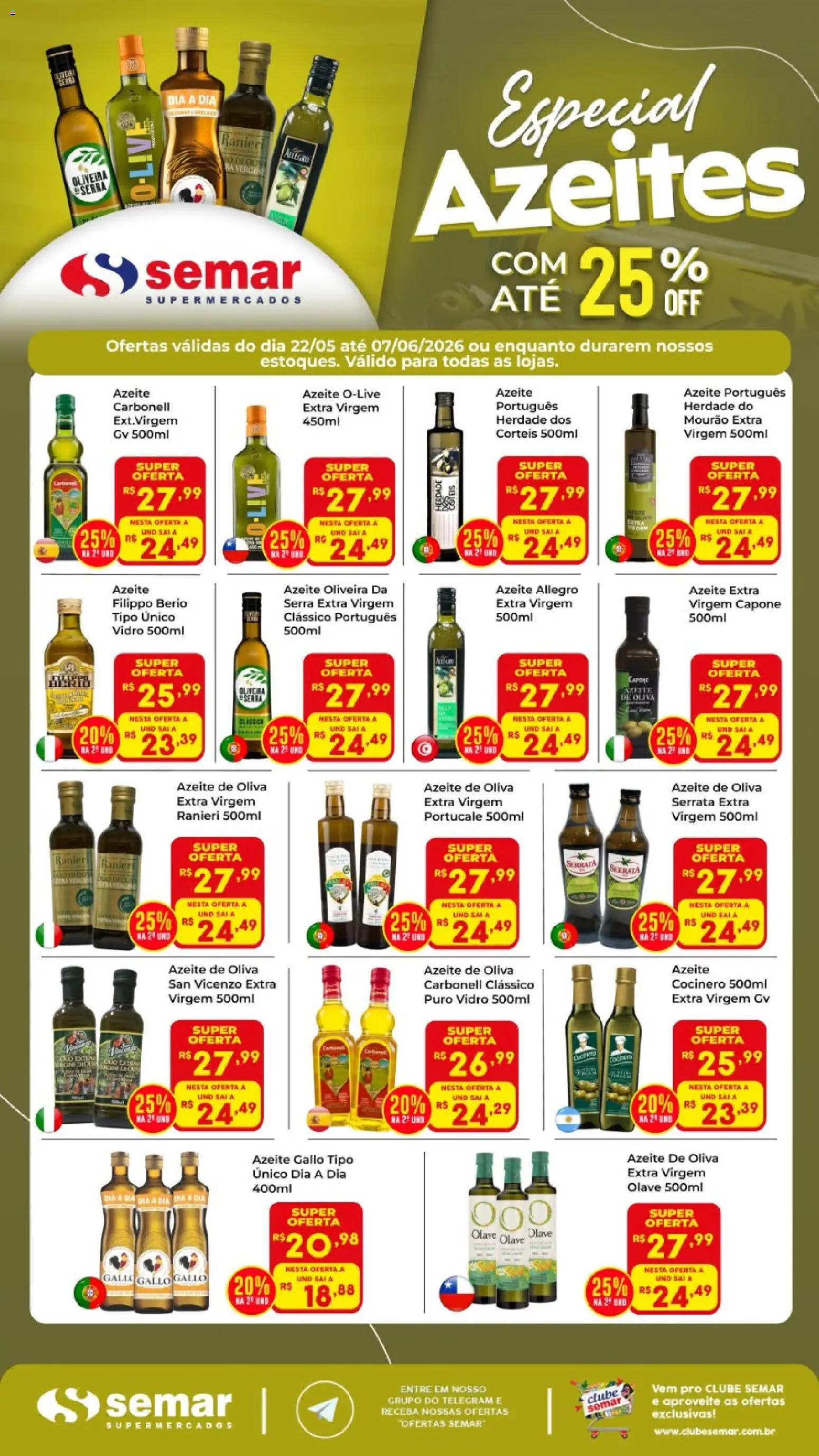 Pré-Visualização do folheto "Semar Supermercado ofertas Azeites" da loja Semar Supermercado válido a partir de 22/05/2026
