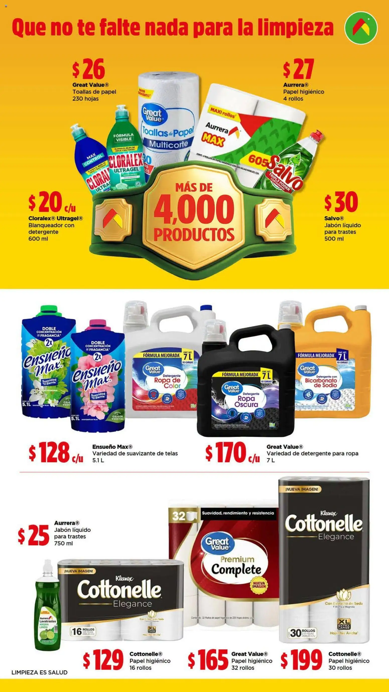 Vista previa las ofertas de la tienda Bodega Aurrerá - Bodega Aurrerá folleto Que no te falte nada para la limpieza desde el 21/09/2026 - Té, Limón, Jabón, Detergente, Toallas, Fragancia, Suavizante de telas, Toallas de papel