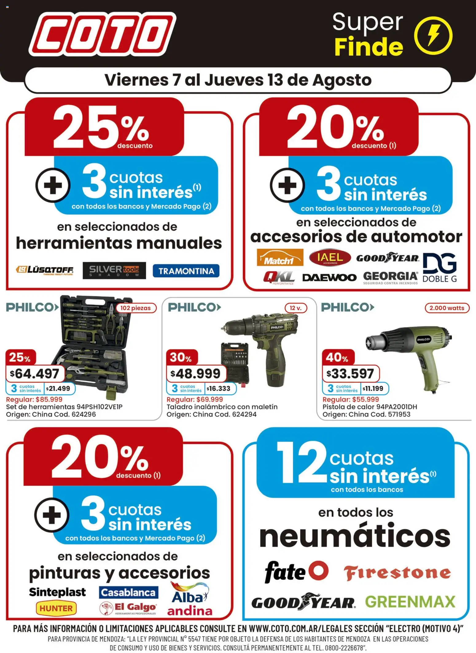 Vista previa del folleto de la tienda Coto válido desde el 07/08/2026 - Neumáticos, Herramientas, Taladro, Maletin