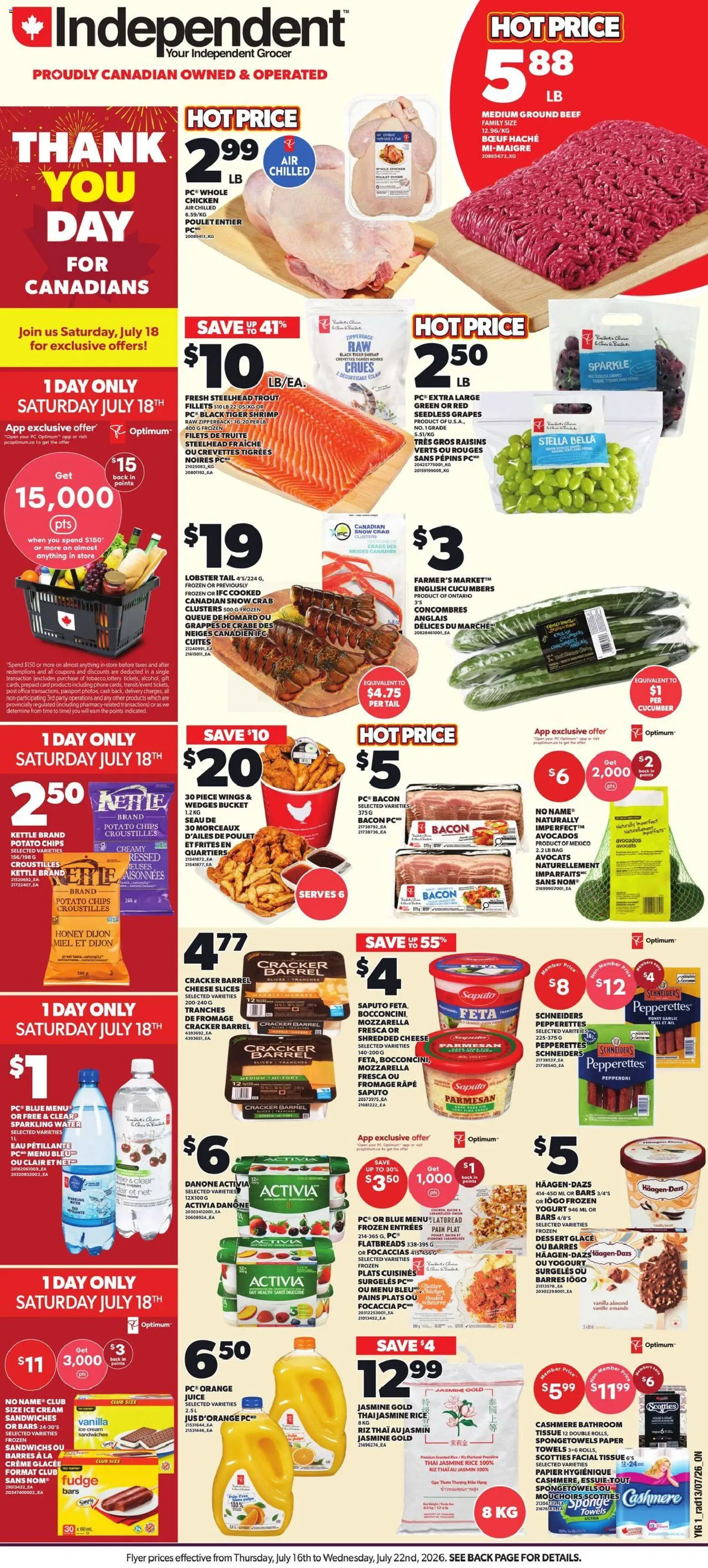 Preview of leaflet Independent Grocer weekly flyer / circulaire from shop Independent Grocer is valid from Jul 16, 2026