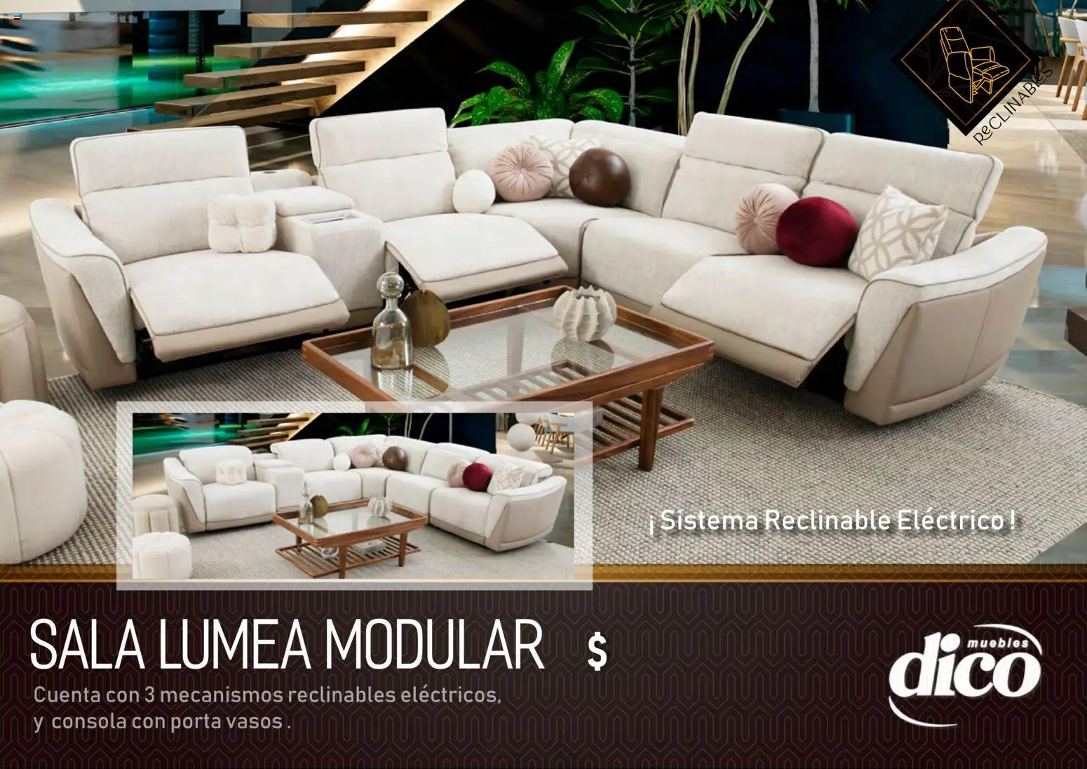 Vista previa las ofertas de la tienda Muebles Dico - Muebles Dico catálogo Salas reclinables desde el 27/03/2026 - Sala, Vasos, Modular