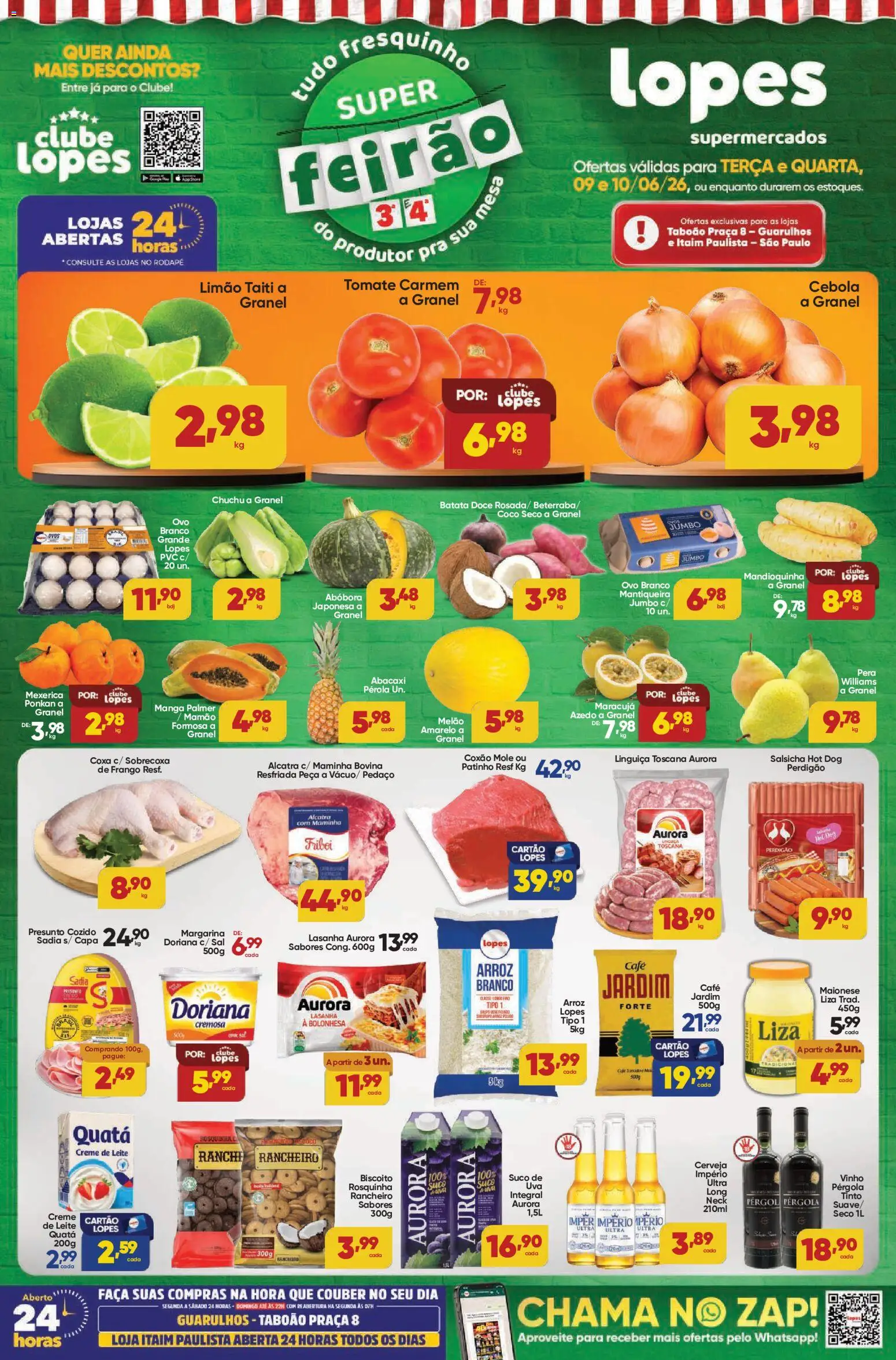 Pré-Visualização do folheto "Lopes Supermercados - Ofertas da semana" da loja Lopes Supermercados válido a partir de 09/06/2026 - Coco, Doce, Frango, Maracujá, Tomate, Suco, Linguiça, Margarina