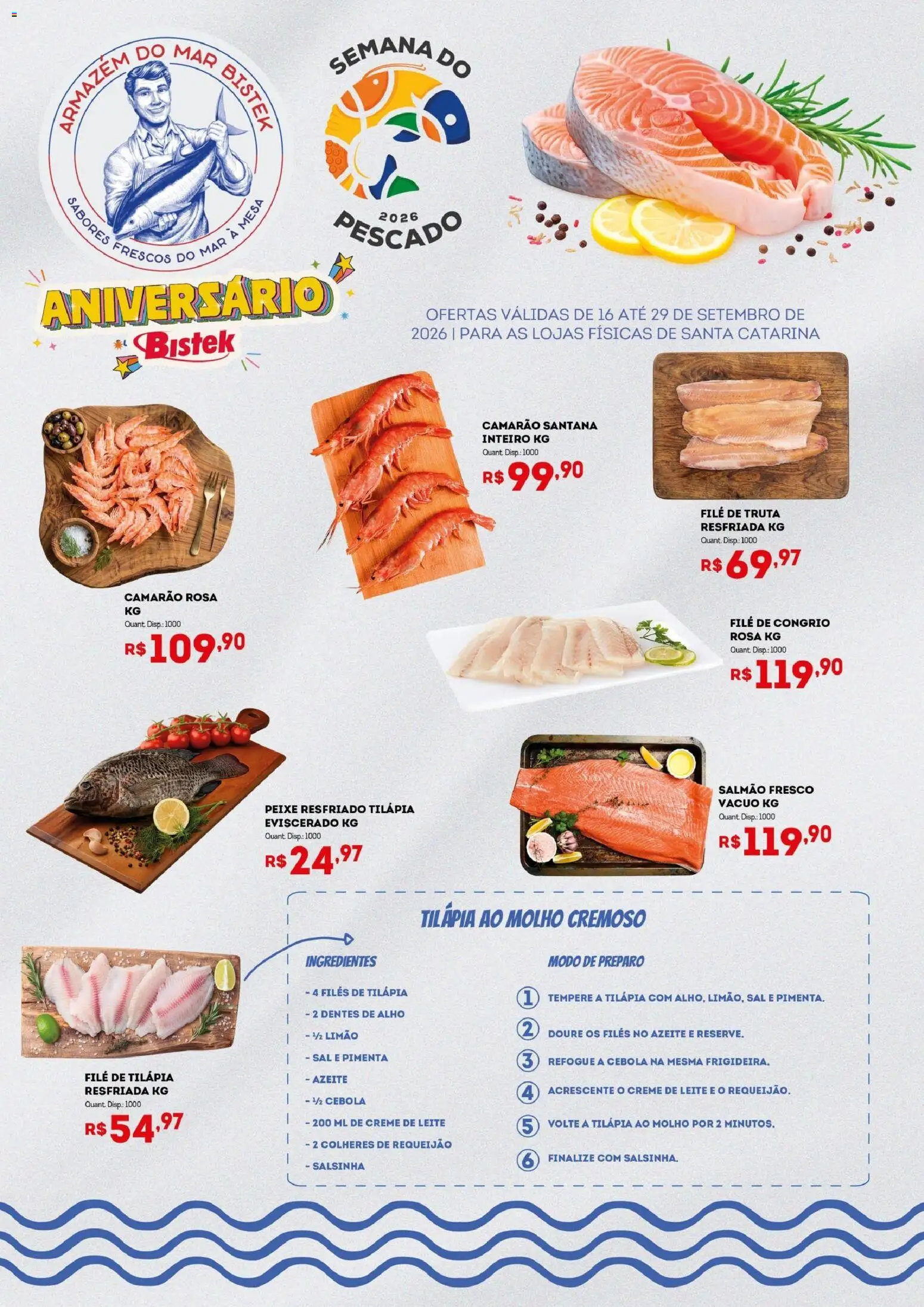 Pré-Visualização do folheto "Bistek Supermercados ofertas Semana do Pescado" da loja Bistek Supermercados válido a partir de 16/09/2026