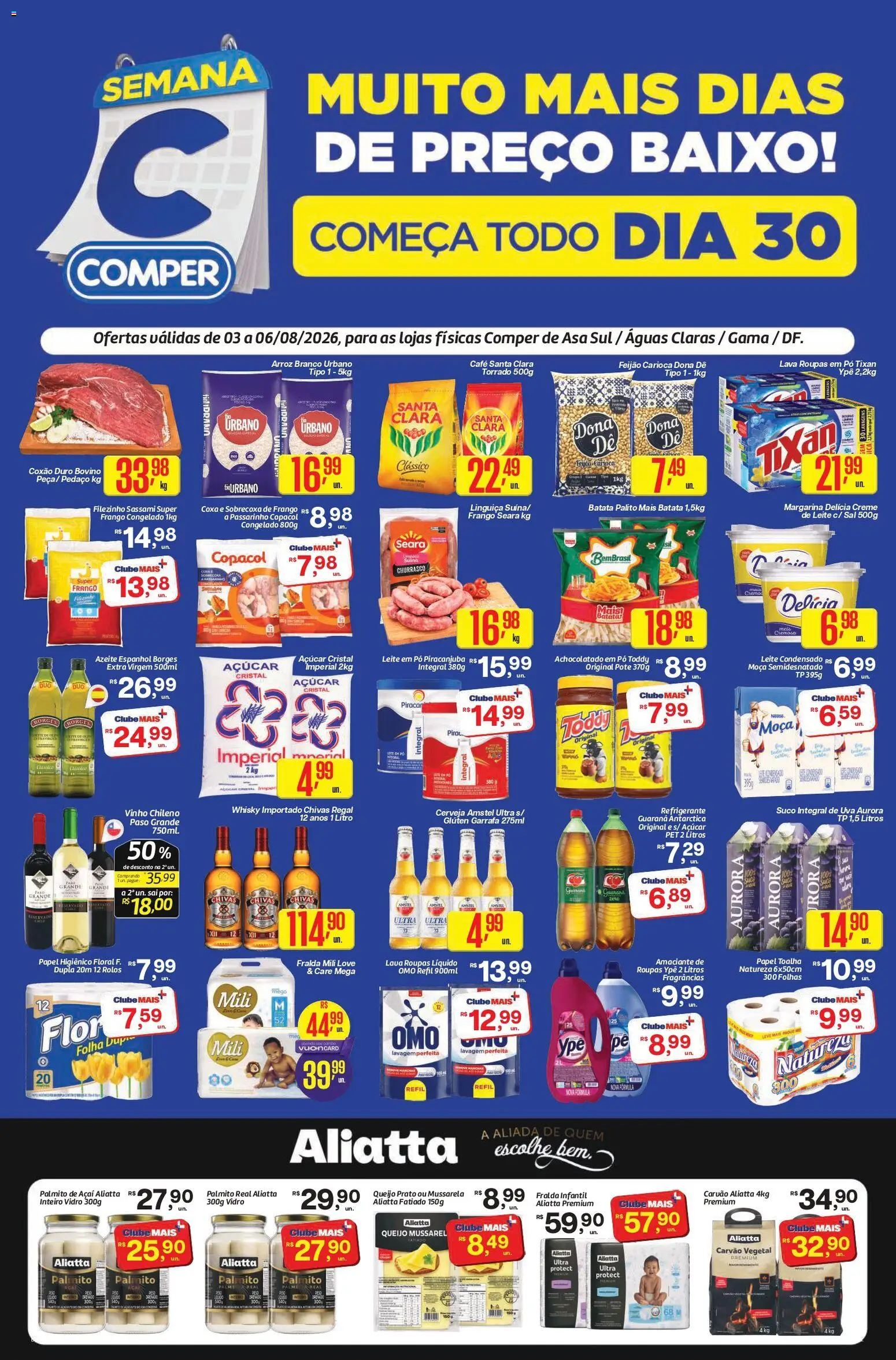 Pré-Visualização do folheto "Comper - Ofertas da semana" da loja Comper válido a partir de 03/08/2026 - Açaí, Roupas, Leite, Creme, Leite em pó, Pó, Margarina, Achocolatado
