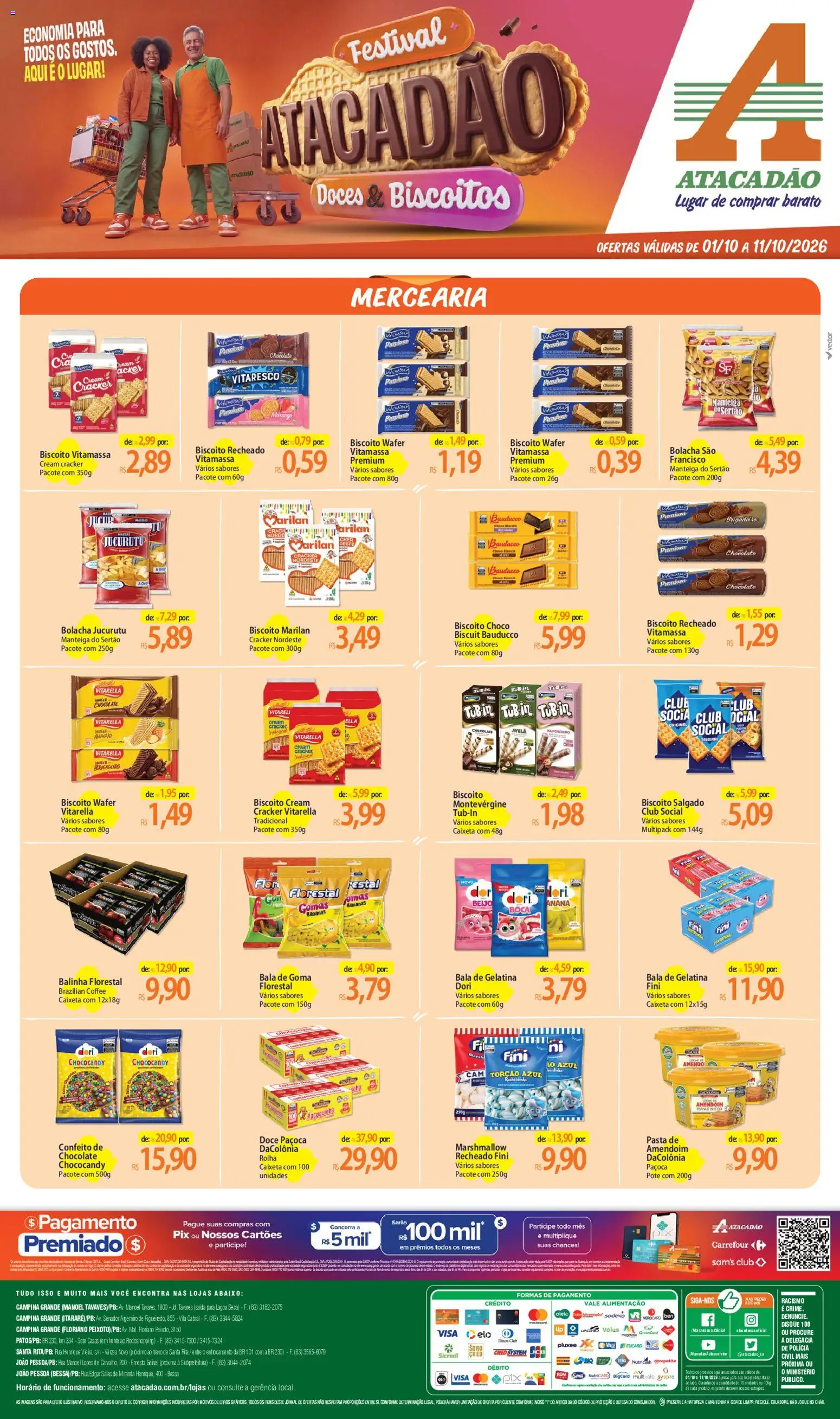 Pré-Visualização do folheto "Atacadão ofertas - PB" da loja Atacadão válido a partir de 01/10/2026 - Amendoim, Abacaxi, Doces, Doce, Manteiga, Paçoca, Bala, Avelã