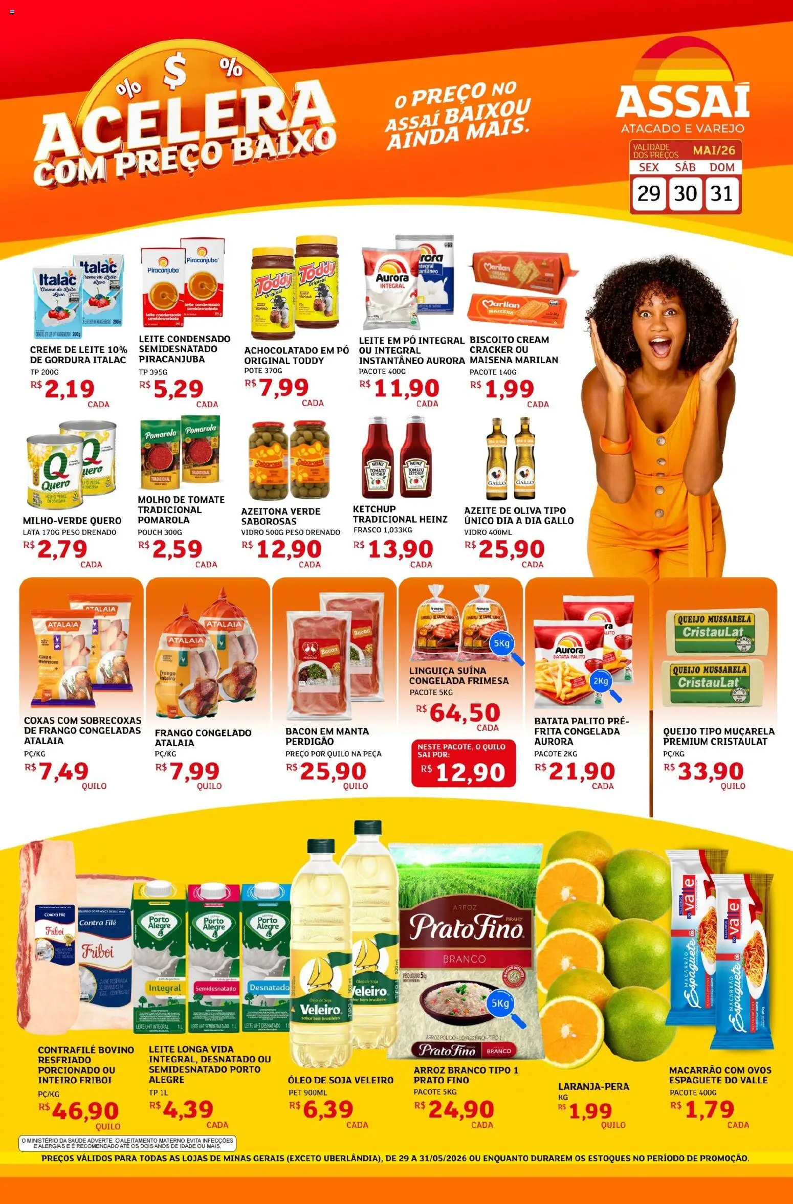 Pré-Visualização do folheto "Assaí Atacadista ofertas - MG" da loja Assaí Atacadista válido a partir de 29/05/2026 - Óleo, Leite, Soja, Milho, Leite em pó, Pó, Muçarela, Contra filé