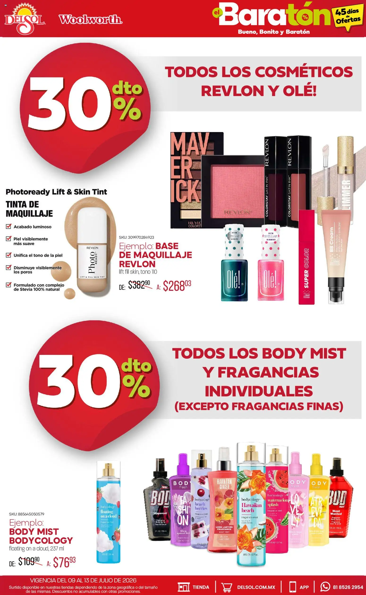 Vista previa las ofertas de la tienda Del Sol y Woolworth - Del Sol y Woolworth catálogo Bueno, Bonito y Baratón desde el 09/07/2026 - Maquillaje, Body
