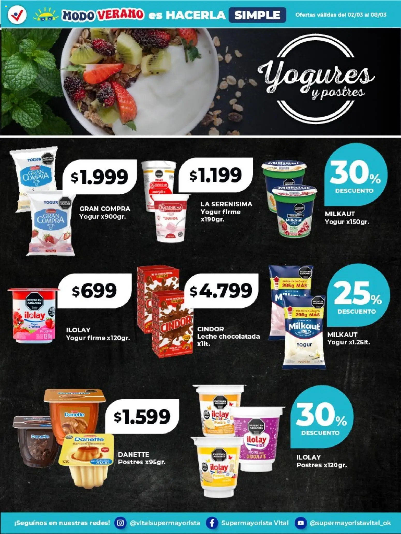 Vista previa del folleto de la tienda Vital válido desde el 02/03/2026 - Chocolate, Frutilla, Chocolatada, Leche, Yogur, Postre