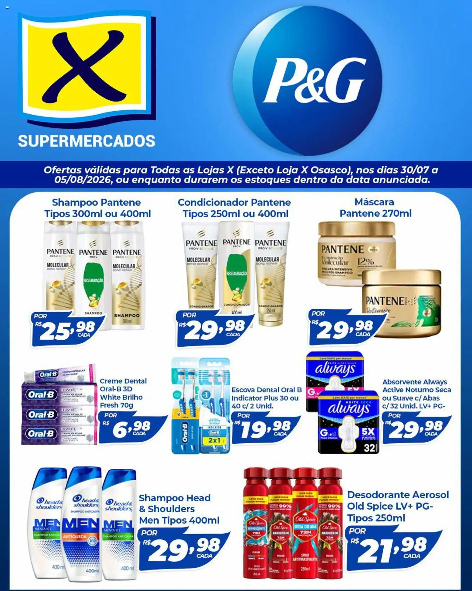 Pré-Visualização do folheto "X Supermercados ofertas P&G" da loja X Supermercados válido a partir de 30/07/2026
