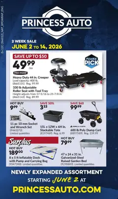 Un aperçu du dépliant Princess Auto weekly flyer - 2 Week Sale! du magasin Princess Auto est valide à partir 2 juin 2026