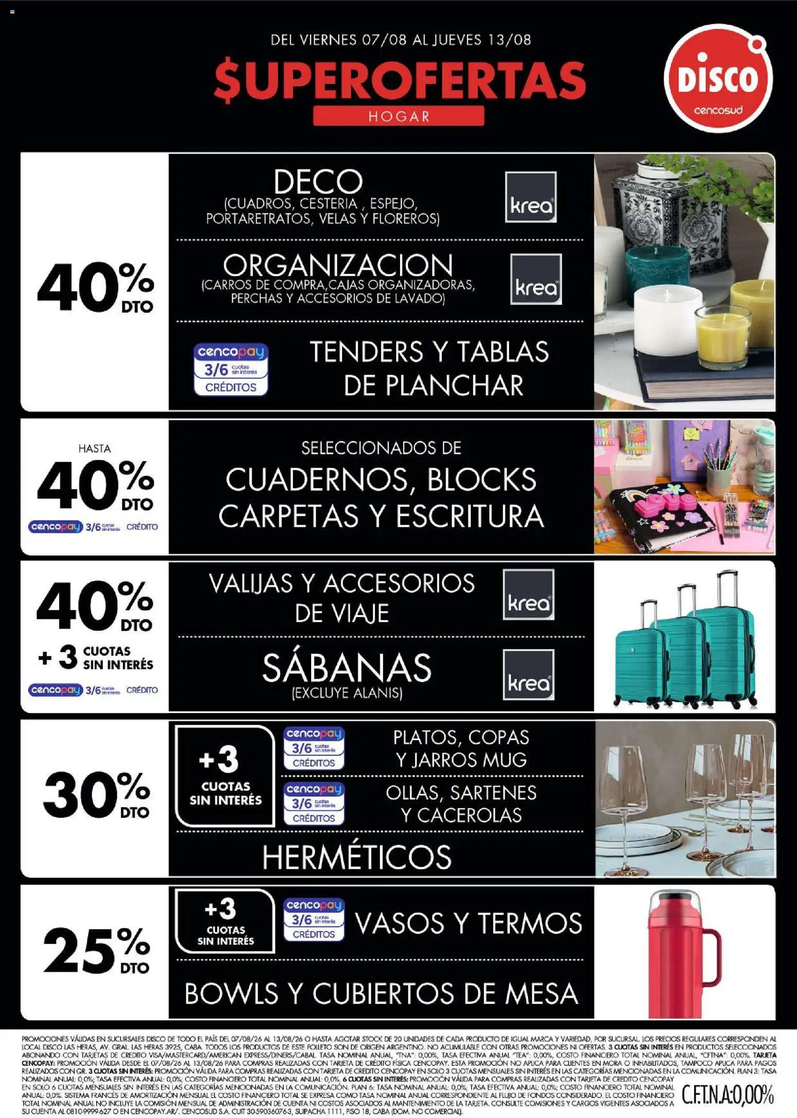 Vista previa del folleto de la tienda Disco válido desde el 07/08/2026 - Disco, Espejo, Sabanas, Mesa, Velas, Vasos, Planchar