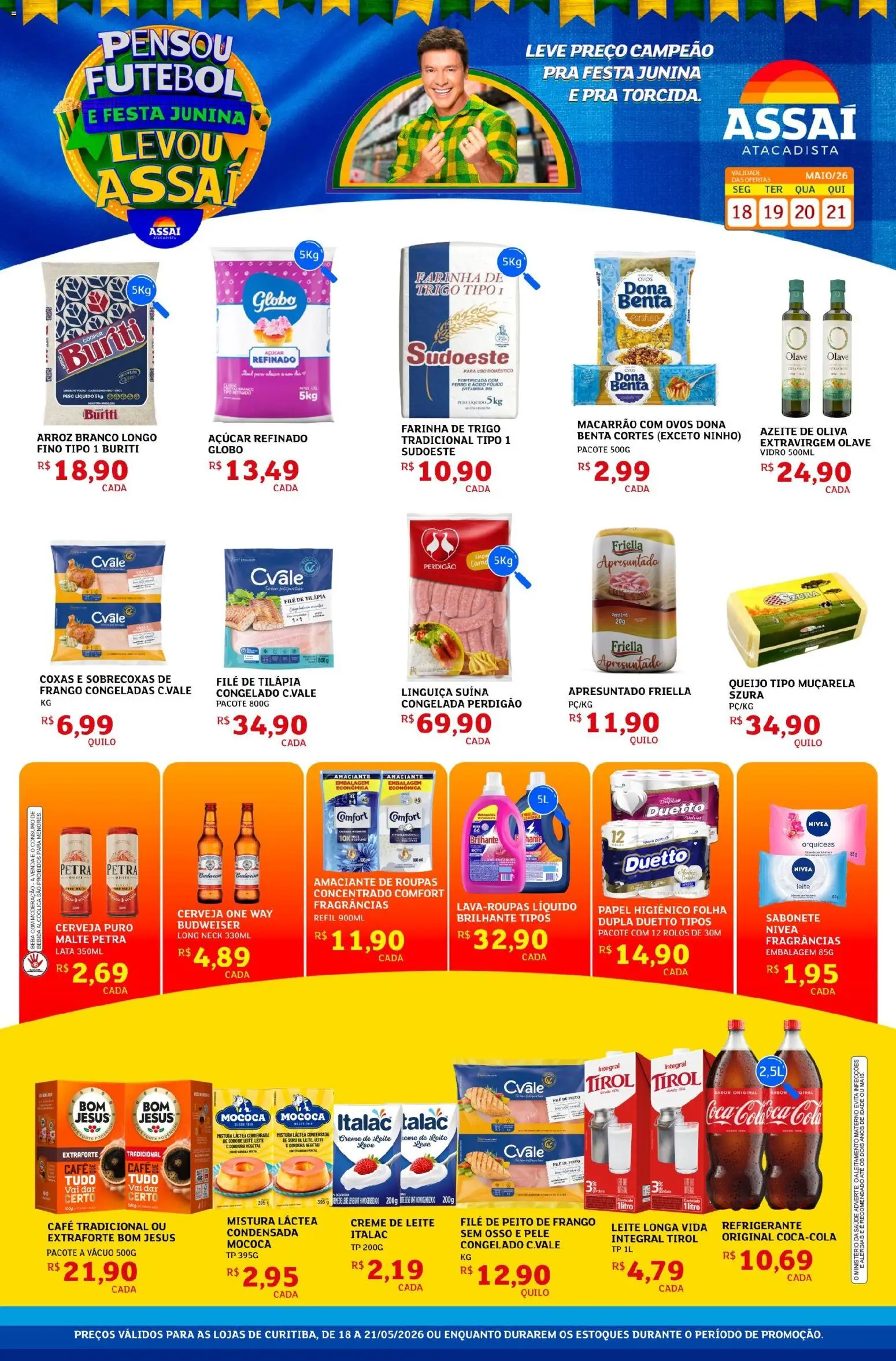 Pré-Visualização do folheto "Assaí Atacadista ofertas - PR" da loja Assaí Atacadista válido a partir de 18/05/2026 - Macarrão, Roupas, Ovos, Leite, Frango, Farinha de trigo, Farinha, Leite longa vida