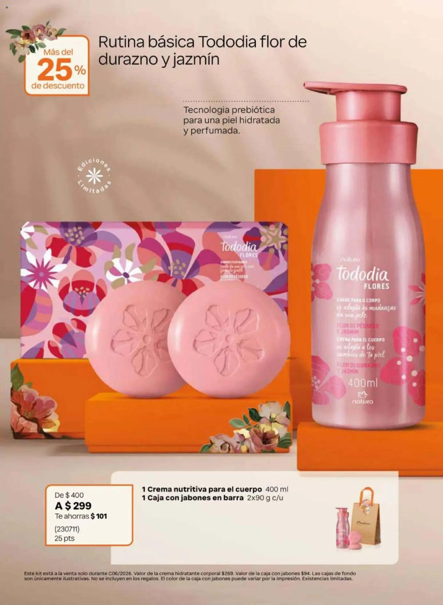 Vista previa las ofertas de la tienda Natura - Natura campaña 6 2026 desde el 02/04/2026 - Flores, Té, Durazno, Crema, Caja, Barra