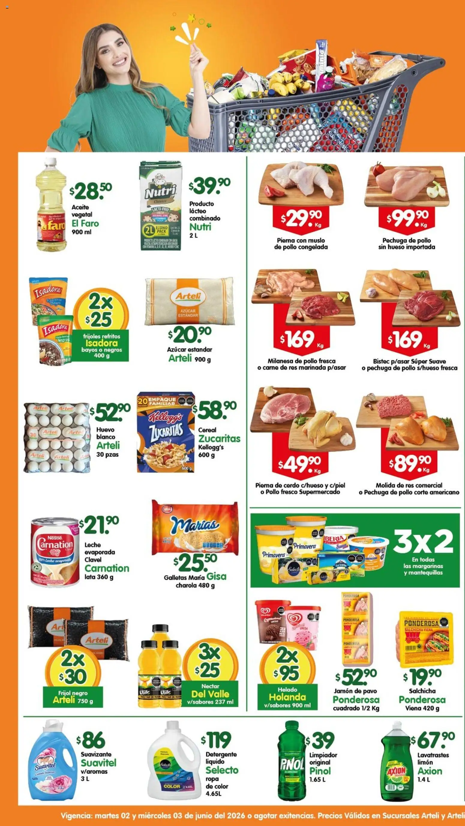 Vista previa las ofertas de la tienda Arteli - Arteli folleto desde el 02/06/2026 - Azúcar, Leche, Aceite, Pavo, Bistec, Milanesa, Jamón, Suavizante