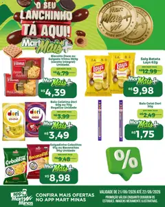 Pré-Visualização do folheto "Mart Minas ofertas Lanches" da loja Mart Minas válido a partir de 21/09/2026