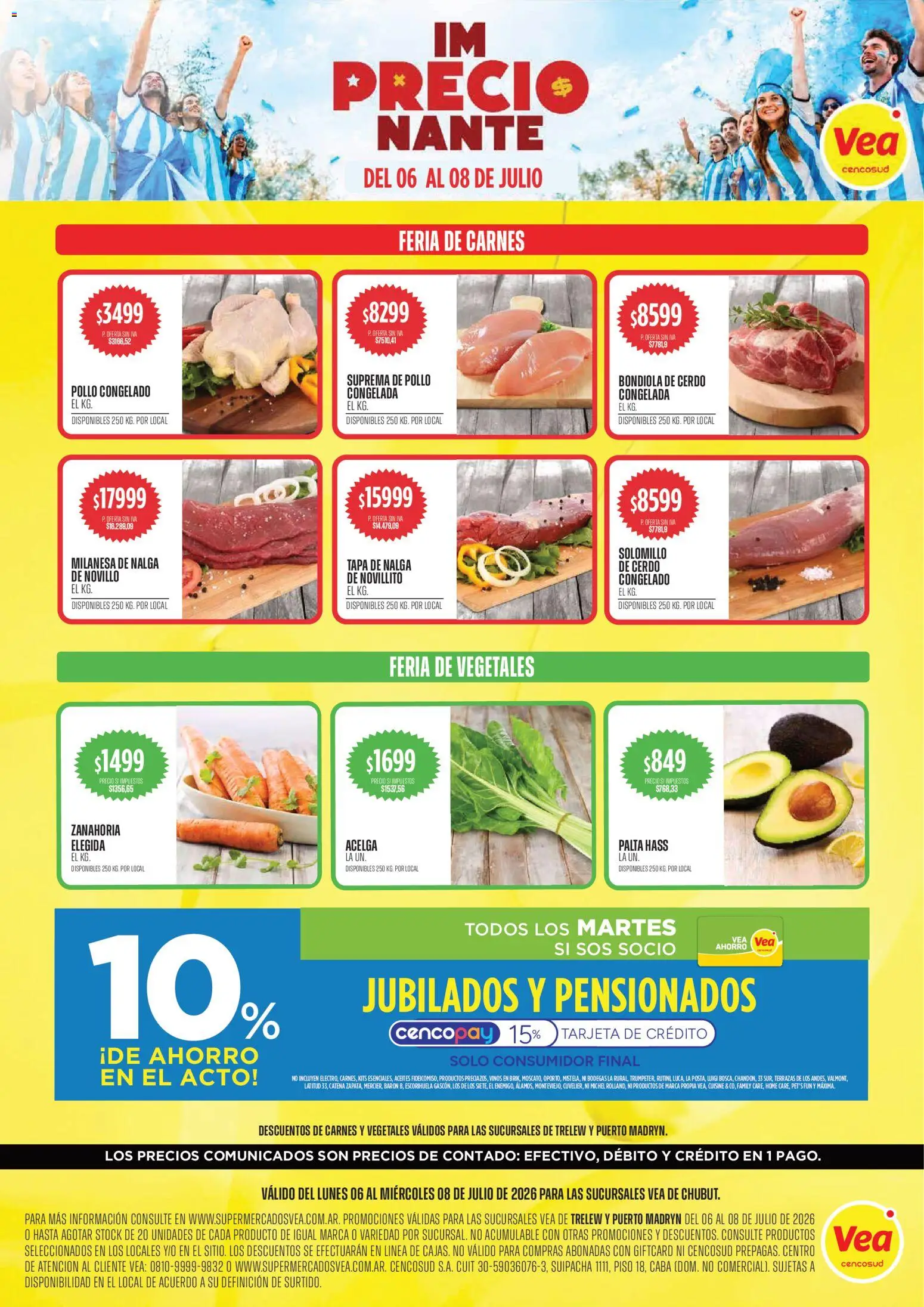 Vista previa del folleto de la tienda Vea válido desde el 06/07/2026 - Milanesa, Pollo, Palta, Cerdo, Zanahoria, Bondiola de cerdo, Acelga