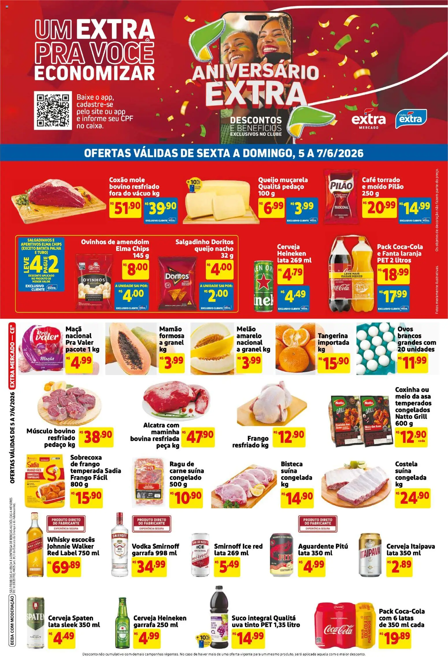 Pré-Visualização do folheto "Extra ofertas Fim de semana Mercado" da loja Extra válido a partir de 05/06/2026