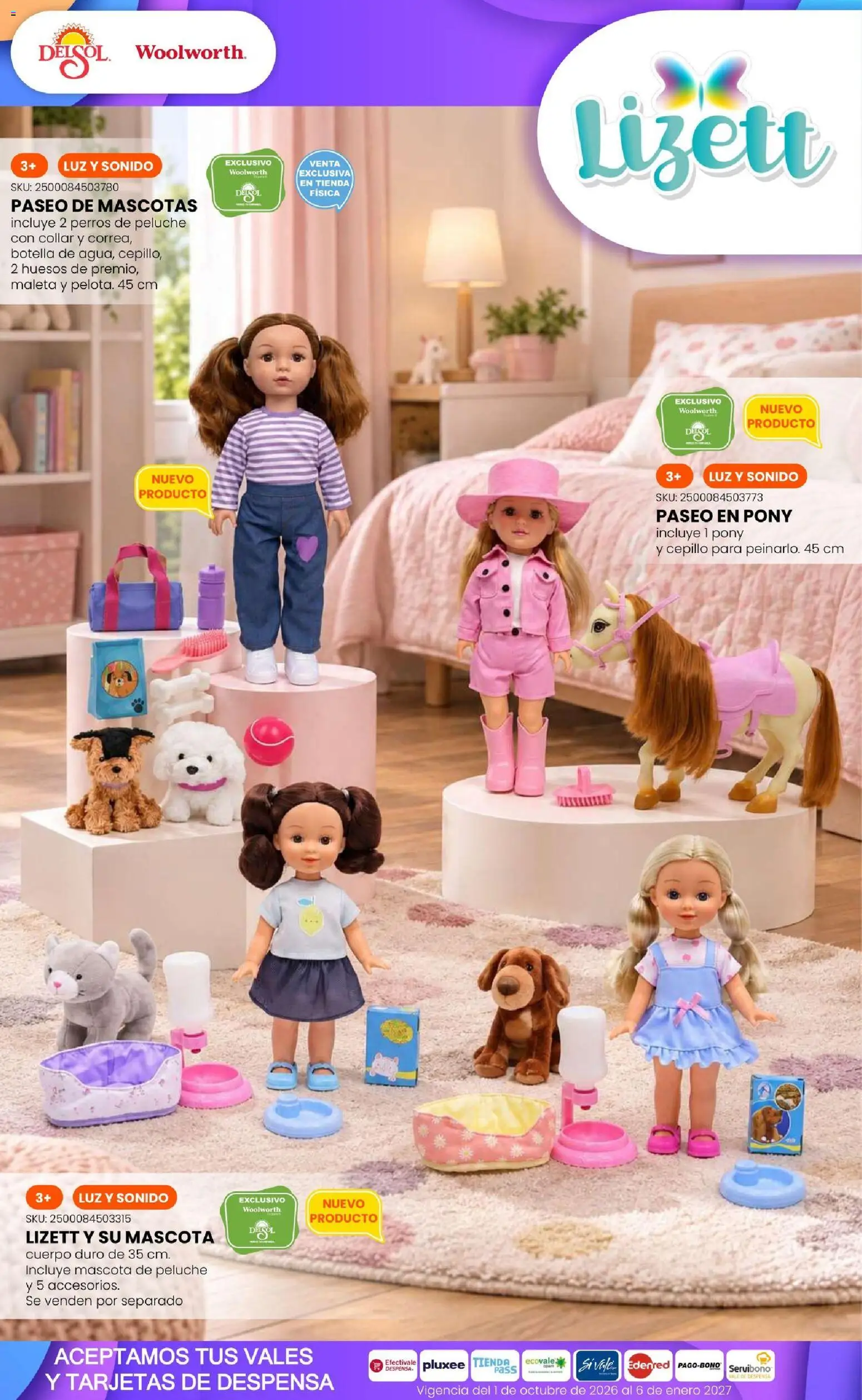 Vista previa las ofertas de la tienda Del Sol y Woolworth - Del Sol y Woolworth catálogo El Castillo del Juguete desde el 01/10/2026 - Maleta, Botella, Cepillo, Collar, Despensa