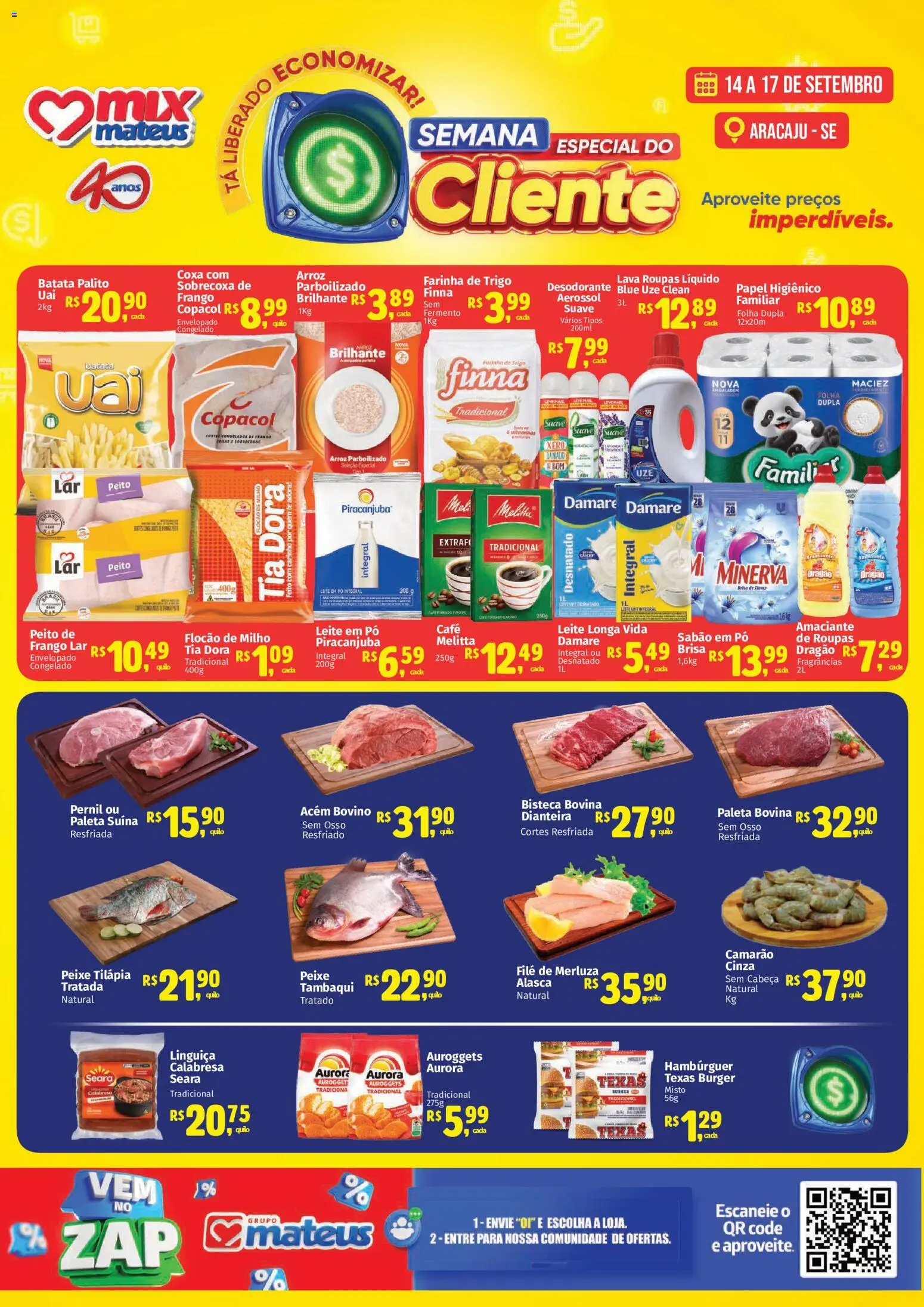 Pré-Visualização do folheto "Mateus - Ofertas da semana" da loja Mateus válido a partir de 14/09/2026 - Café, Camarão, Batata, Frango, Sabão em pó, Linguiça, Arroz parboilizado, Pernil