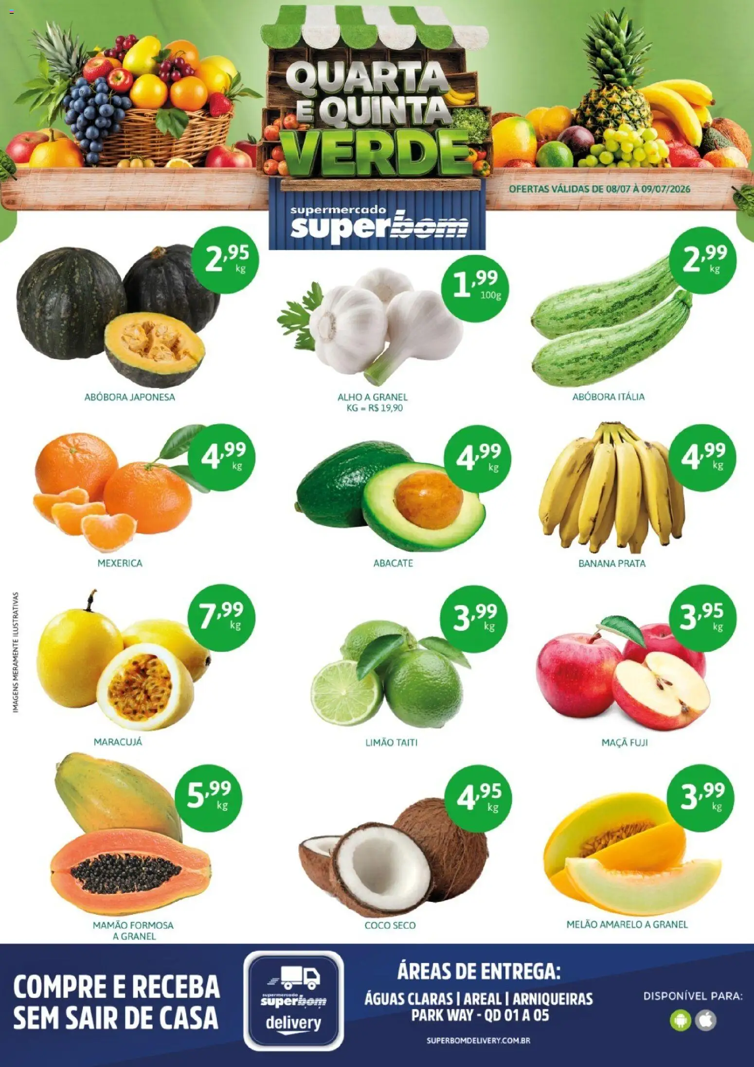 Pré-Visualização do folheto "Superbom - Ofertas da semana" da loja Superbom válido a partir de 08/07/2026 - Coco, Maracujá, Abacate, Mexerica, Melão, Alho, Mamão, Melão amarelo