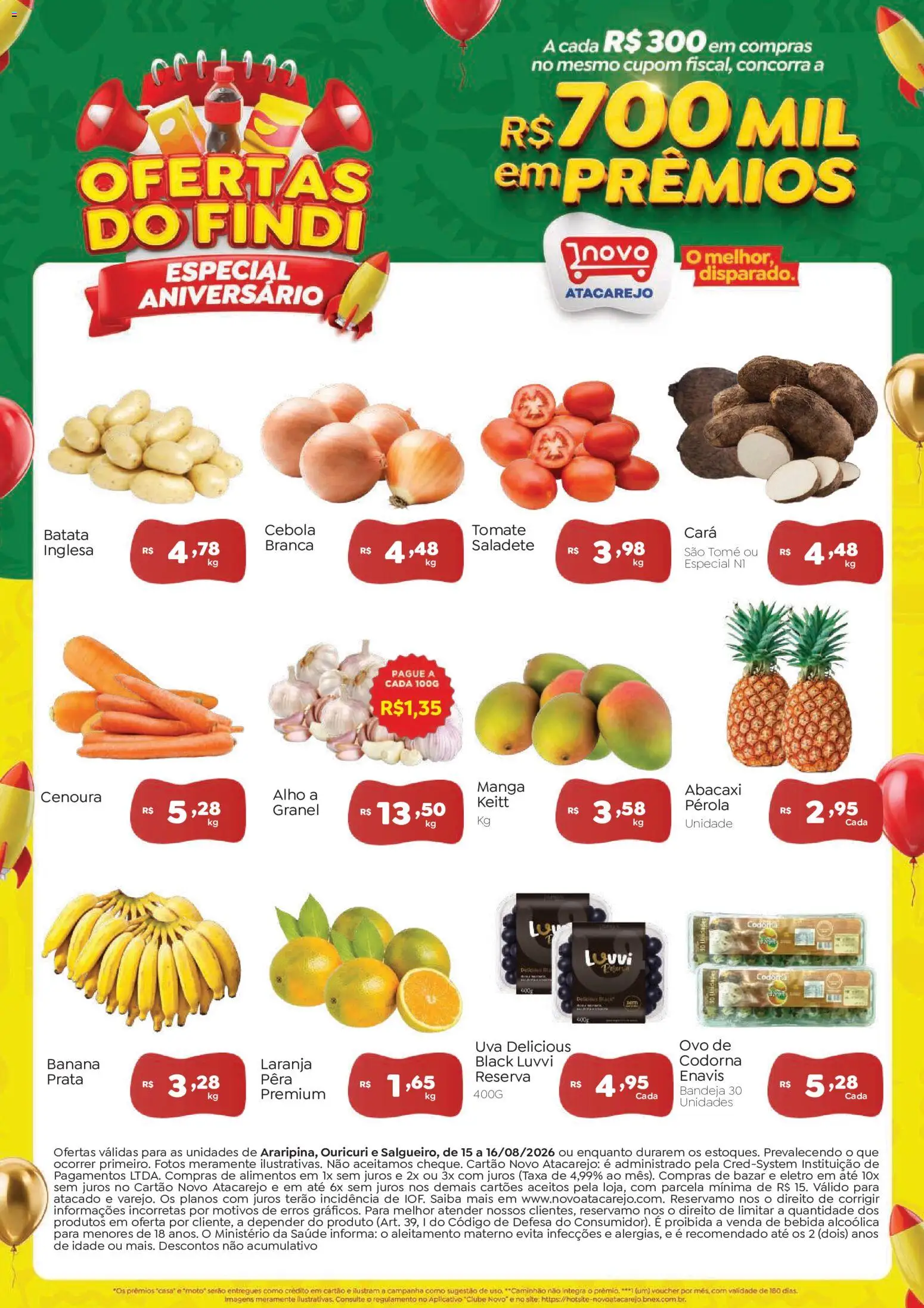 Pré-Visualização do folheto "Novo Atacarejo ofertas Ofertas do Findi Hortifruti" da loja Novo Atacarejo válido a partir de 15/08/2026